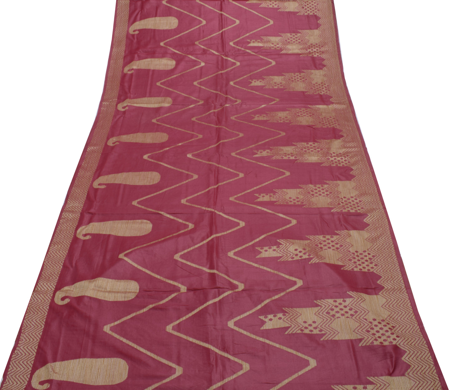 Sushila Vintage Indian Saree 100% Pure Silk Paisley Woven Sari 5 YD Craft Fabric