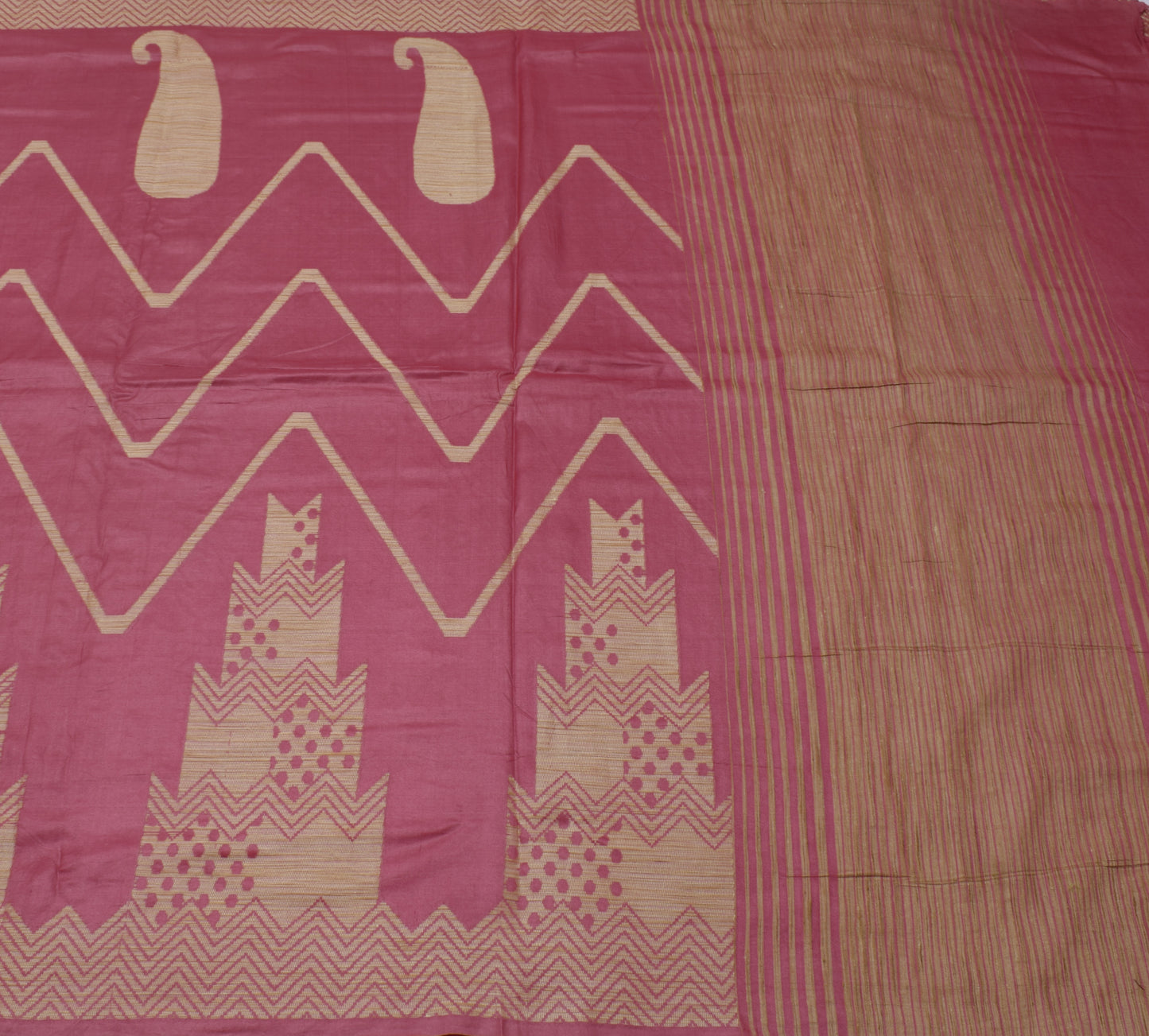 Sushila Vintage Indian Saree 100% Pure Silk Paisley Woven Sari 5 YD Craft Fabric