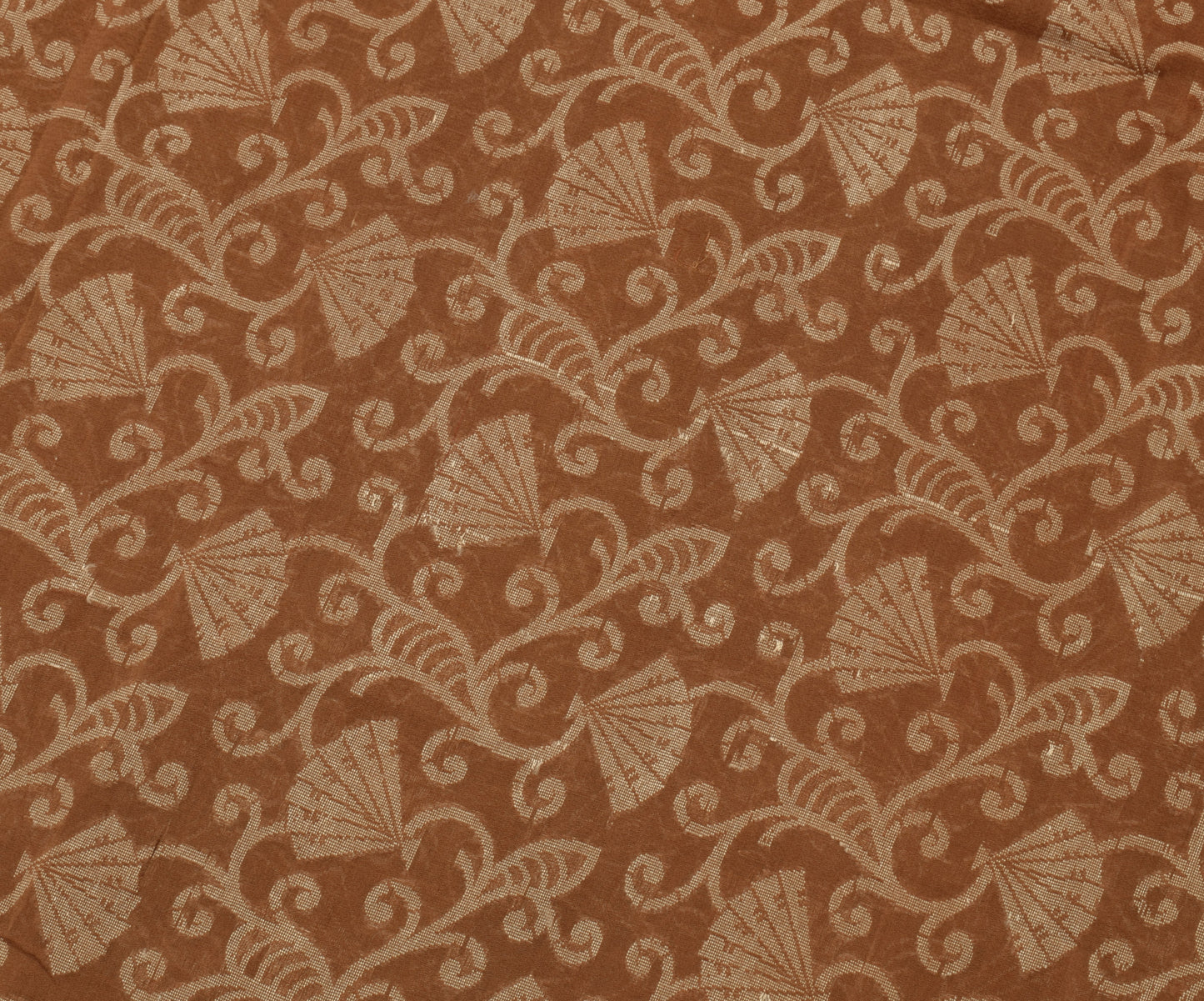 Sushila Vintage Brown Saree 100% Pure Silk Floral All Over Woven Sari Fabric