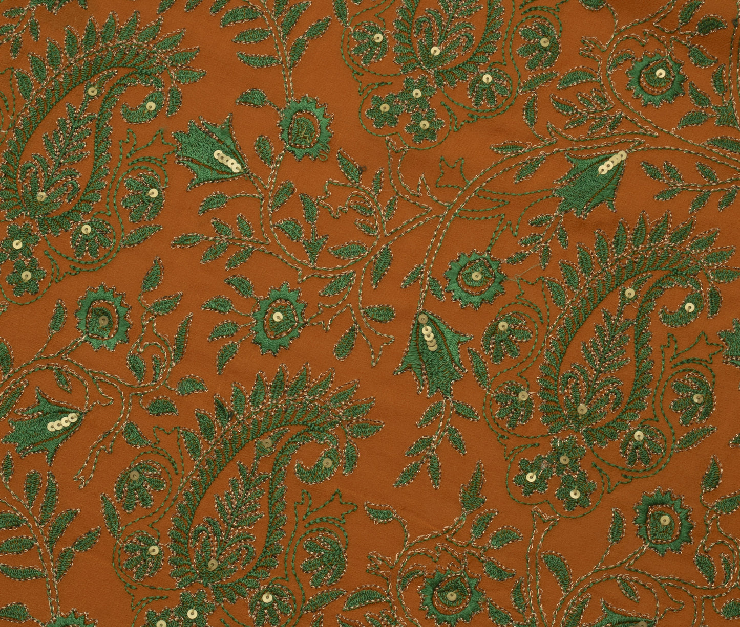 Sushila Vintage Mustard HEAVY Saree Pure Georgette Embroidered Paisley Fabric