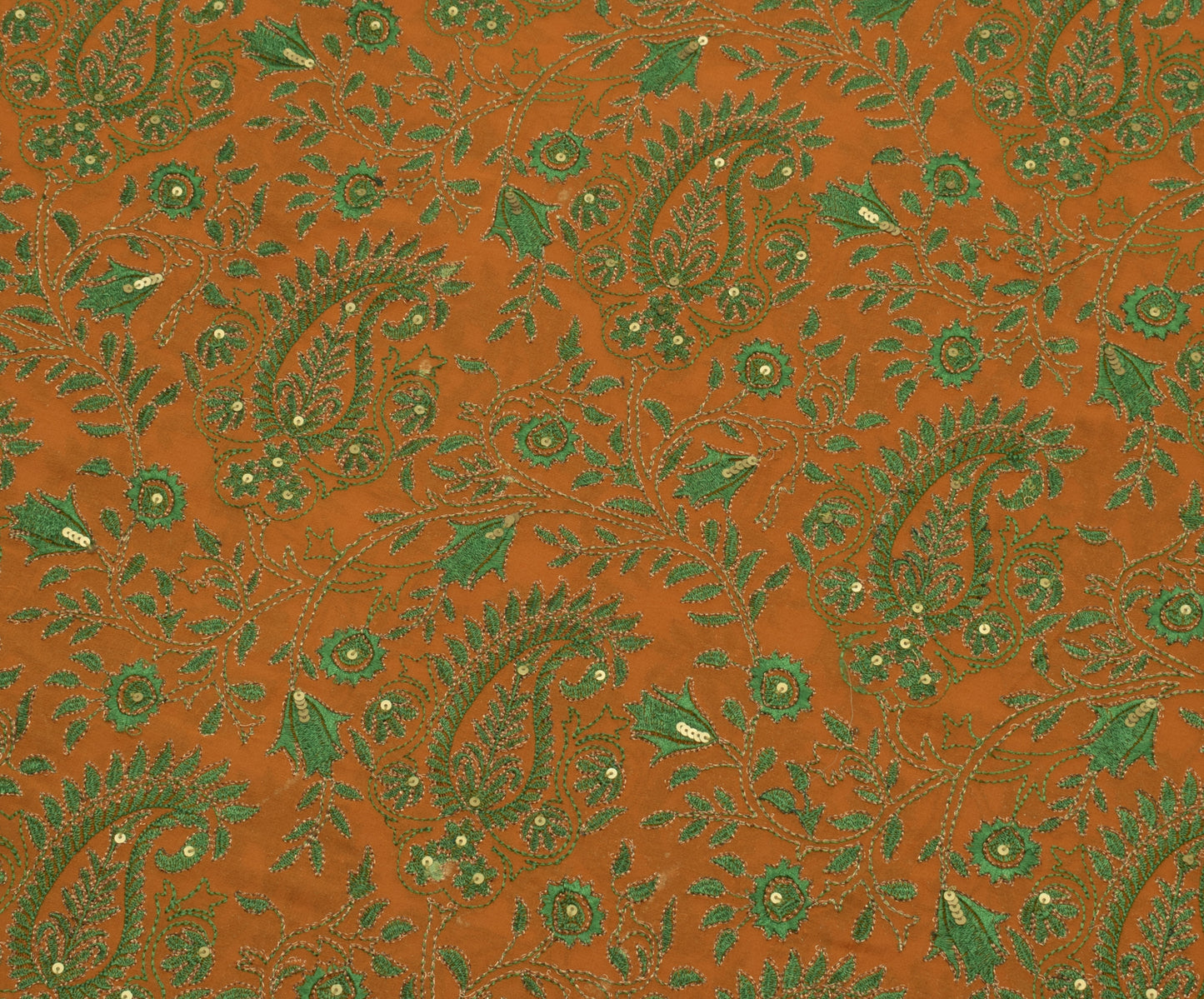 Sushila Vintage Mustard HEAVY Saree Pure Georgette Embroidered Paisley Fabric