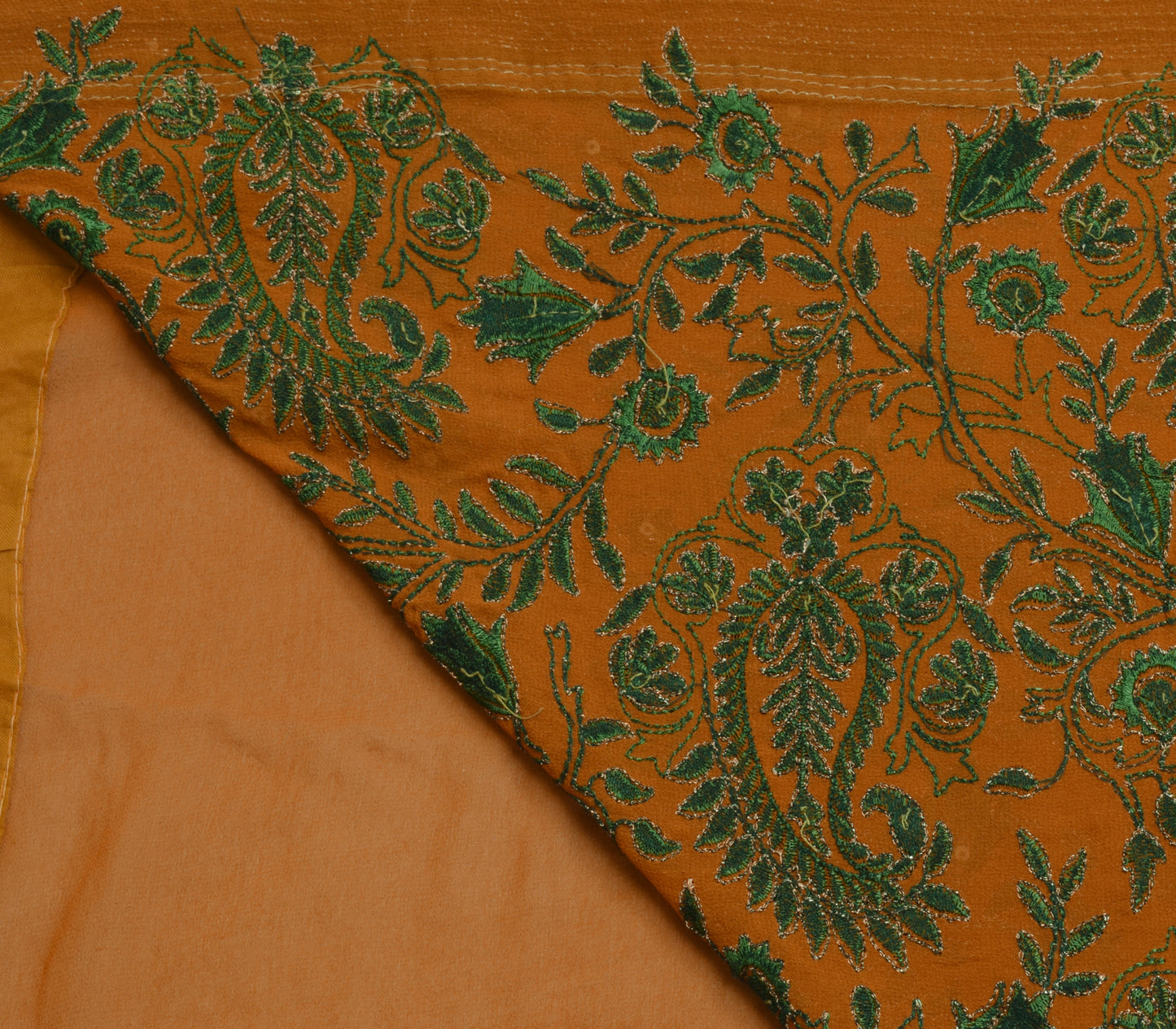 Sushila Vintage Mustard HEAVY Saree Pure Georgette Embroidered Paisley Fabric
