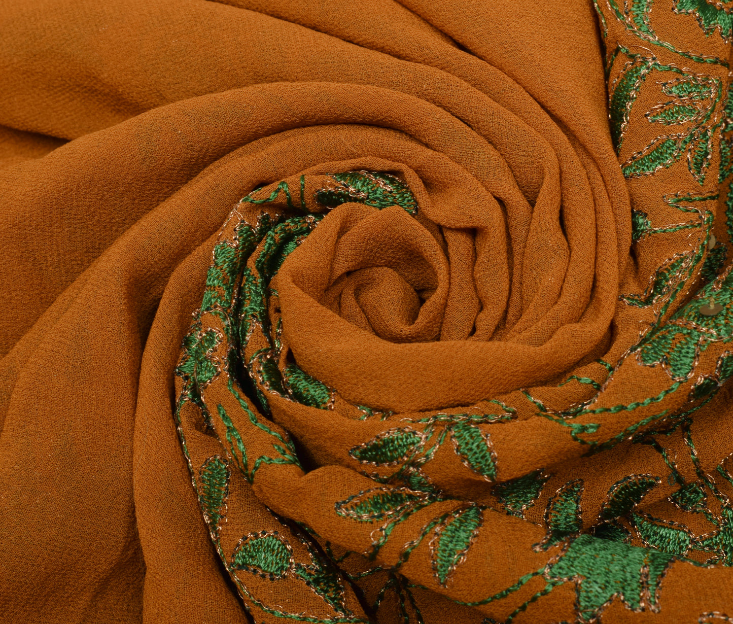 Sushila Vintage Mustard HEAVY Saree Pure Georgette Embroidered Paisley Fabric