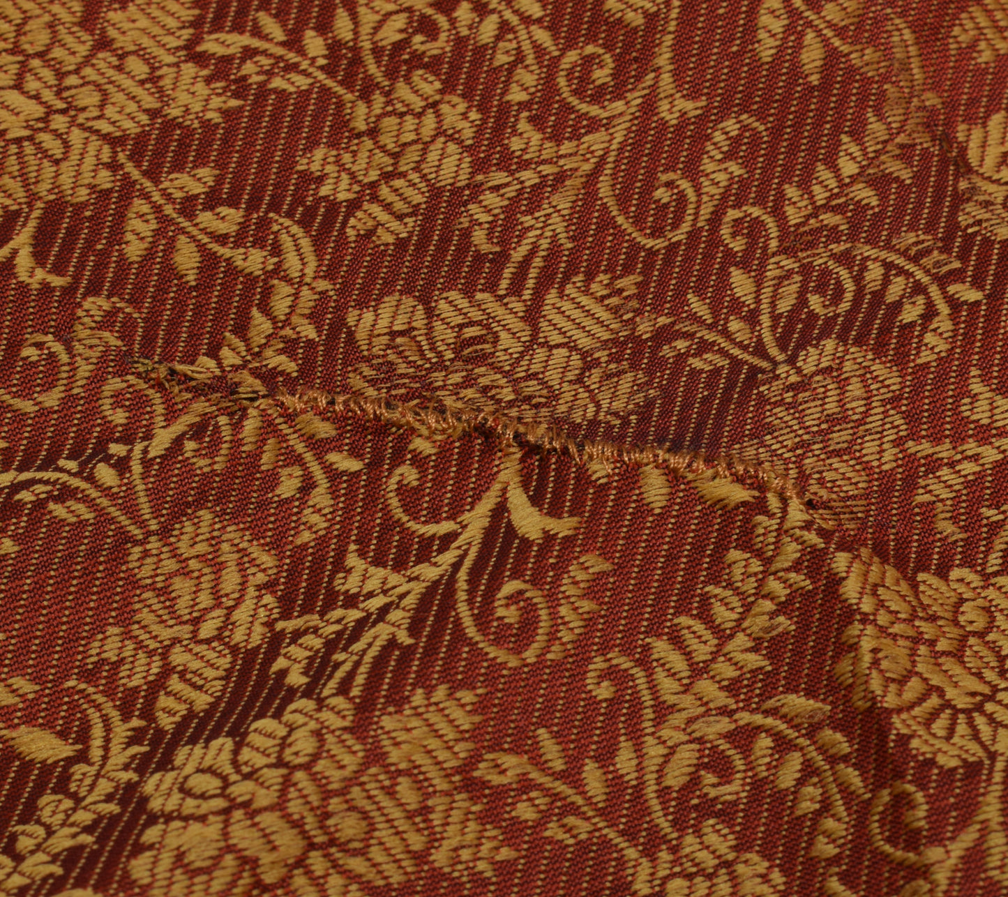 Sushila Vintage Maroon Saree Blend Silk All Over Woven Floral Sari Craft Fabric