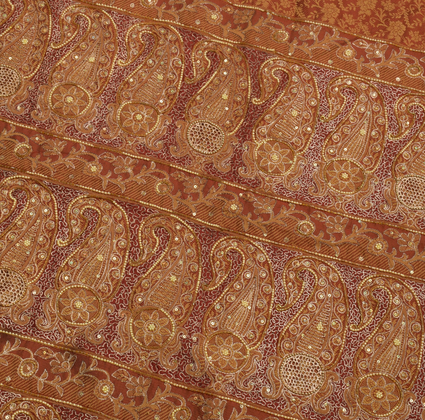 Sushila Vintage Maroon Saree Blend Silk All Over Woven Floral Sari Craft Fabric