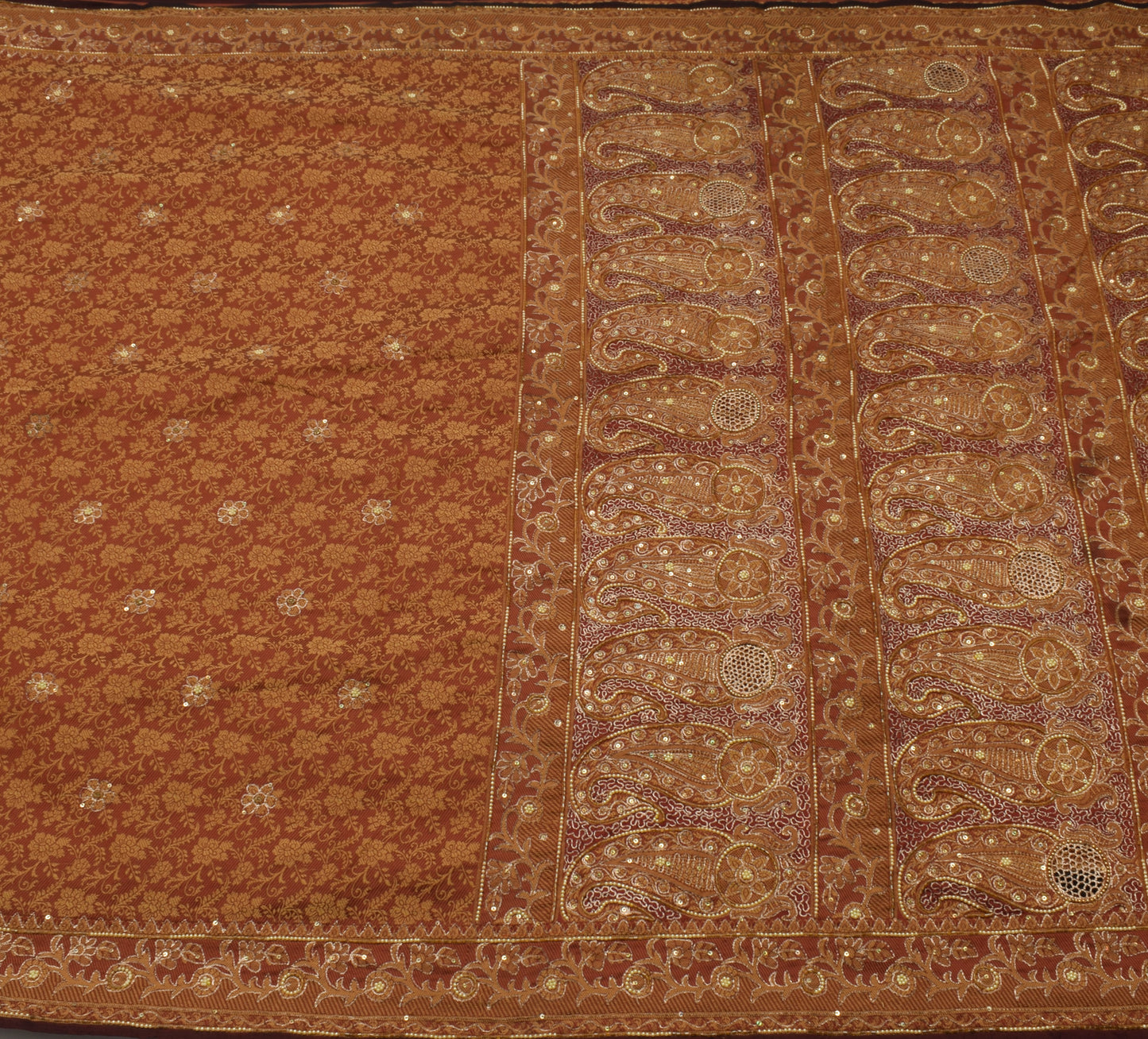 Sushila Vintage Maroon Saree Blend Silk All Over Woven Floral Sari Craft Fabric