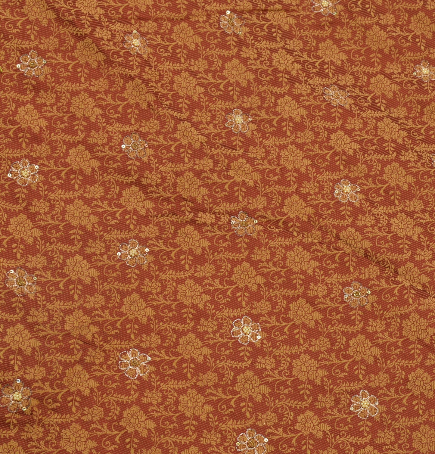 Sushila Vintage Maroon Saree Blend Silk All Over Woven Floral Sari Craft Fabric
