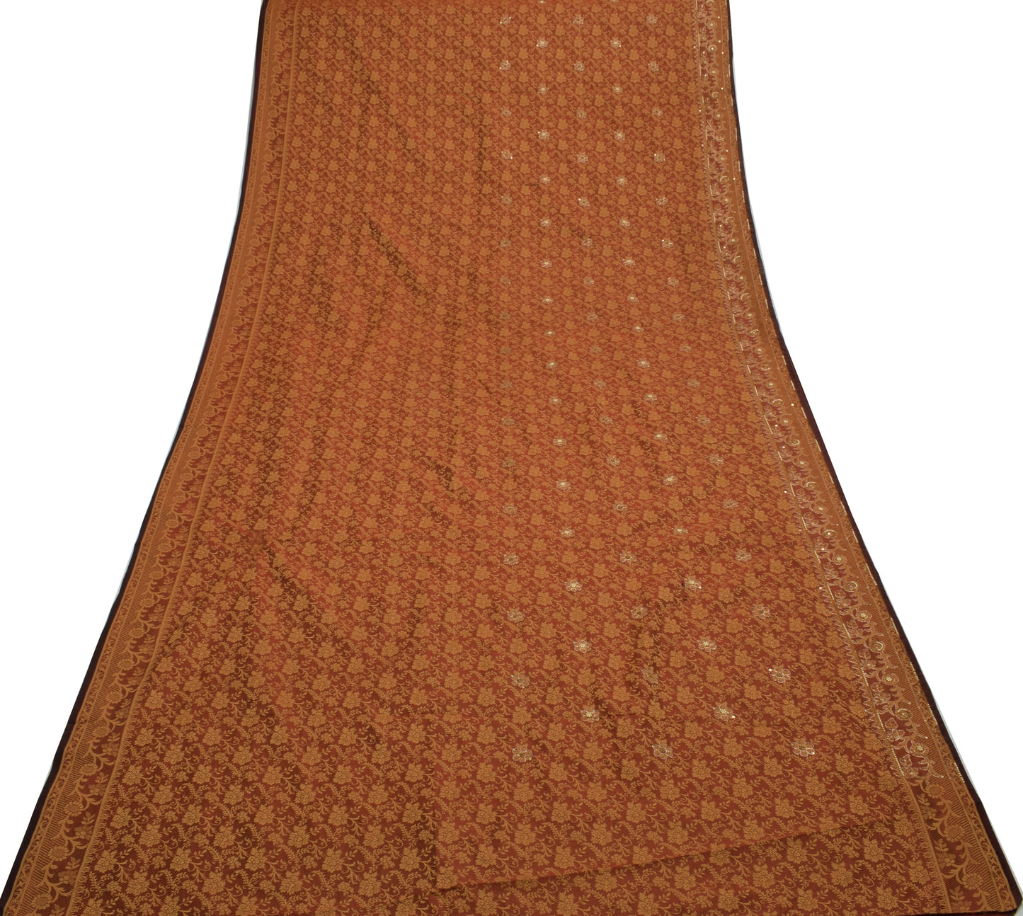 Sushila Vintage Maroon Saree Blend Silk All Over Woven Floral Sari Craft Fabric