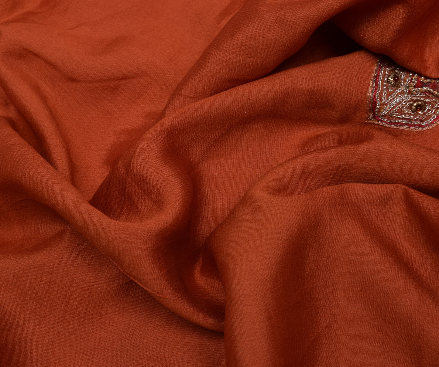 Sushila Vintage Rust Saree 100% Pure Silk Rust Patch Work 5 YD Sari Craft Fabric