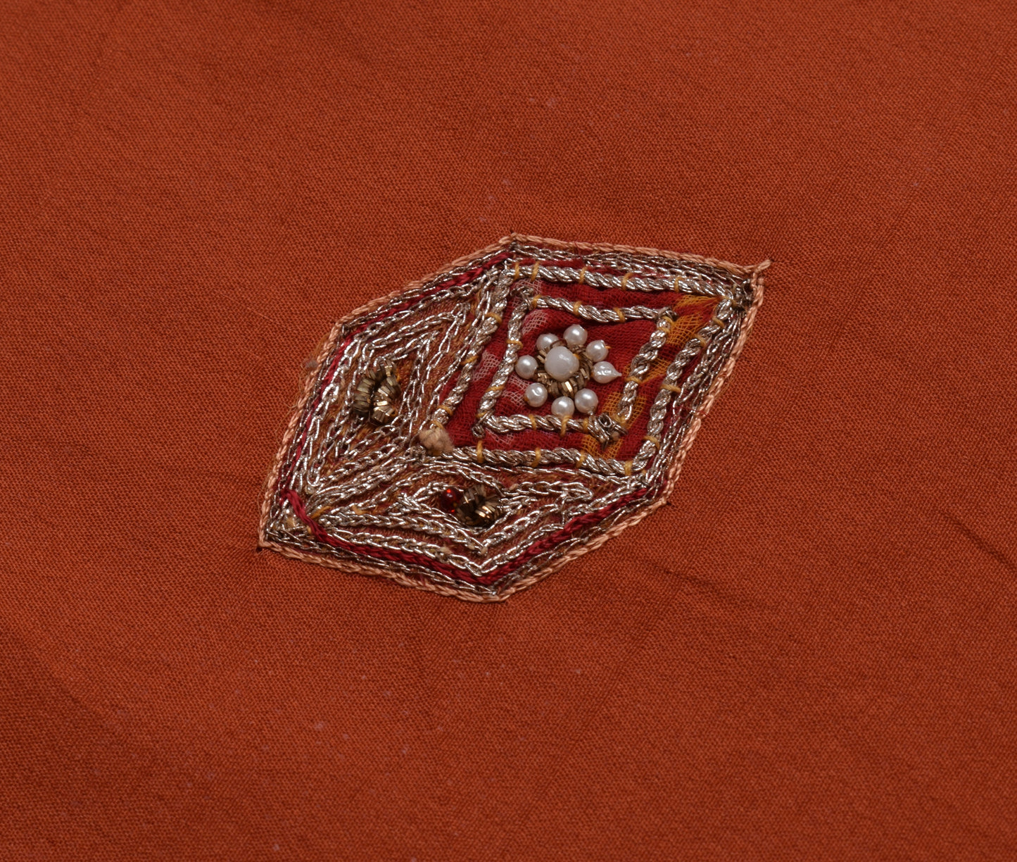 Sushila Vintage Rust Saree 100% Pure Silk Rust Patch Work 5 YD Sari Craft Fabric