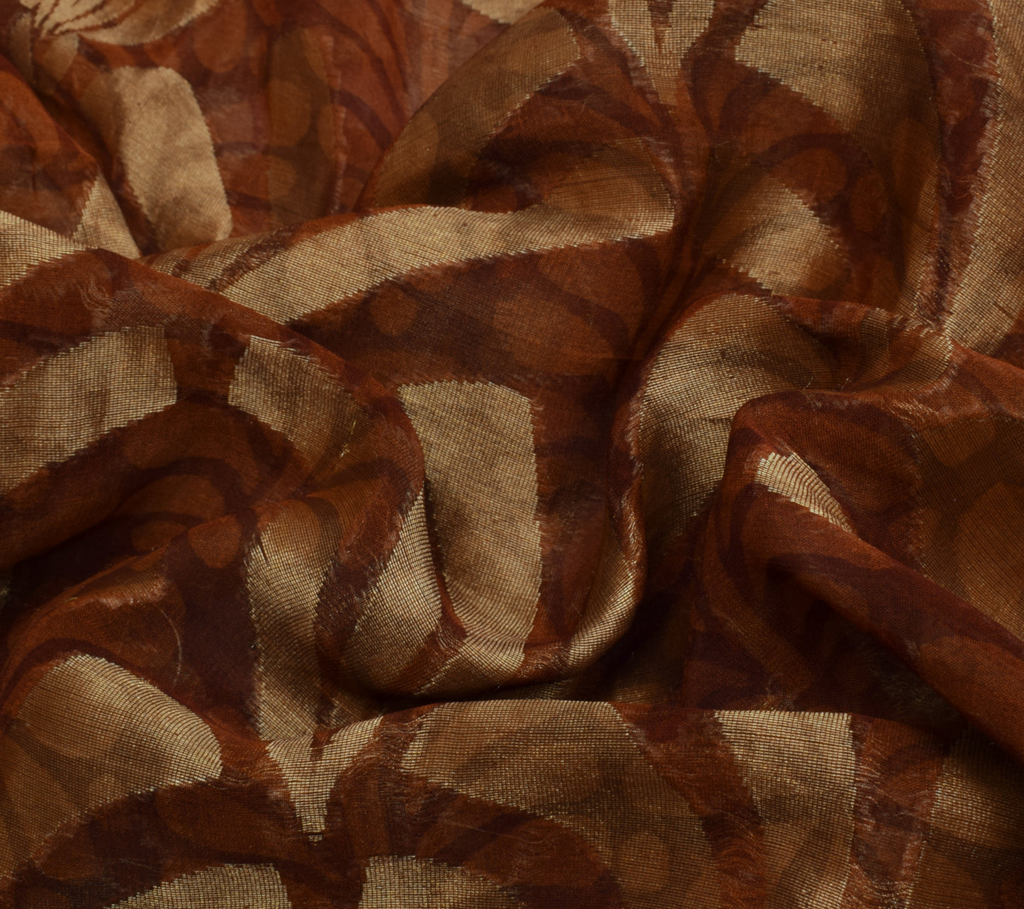 Sushila Vintage Brown Saree 100% Pure Georgette Woven Floral Sari Craft Fabric