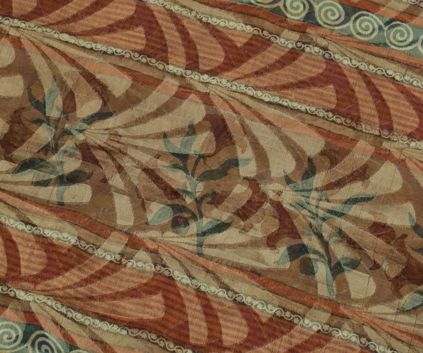Sushila Vintage Brown Saree 100% Pure Georgette Woven Floral Sari Craft Fabric