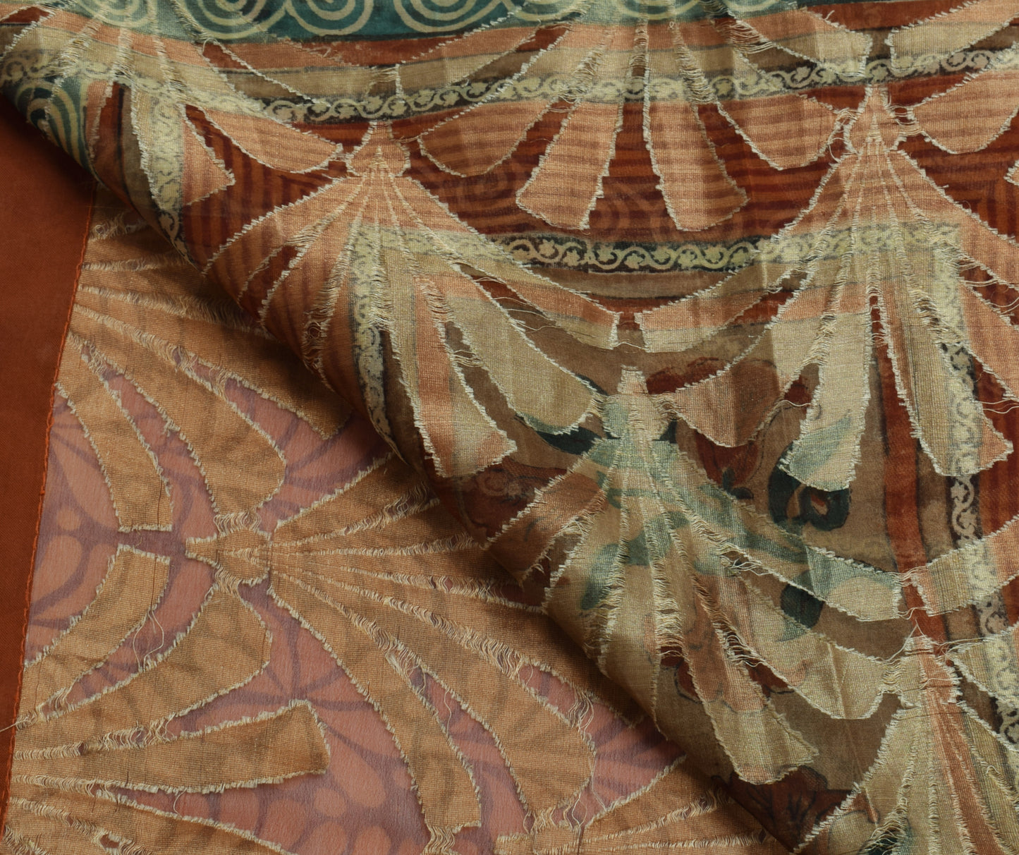 Sushila Vintage Brown Saree 100% Pure Georgette Woven Floral Sari Craft Fabric