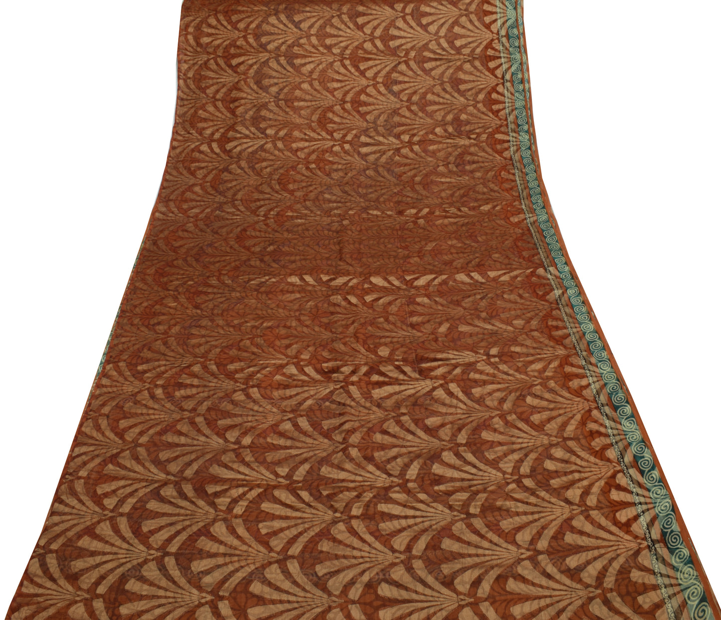 Sushila Vintage Brown Saree 100% Pure Georgette Woven Floral Sari Craft Fabric