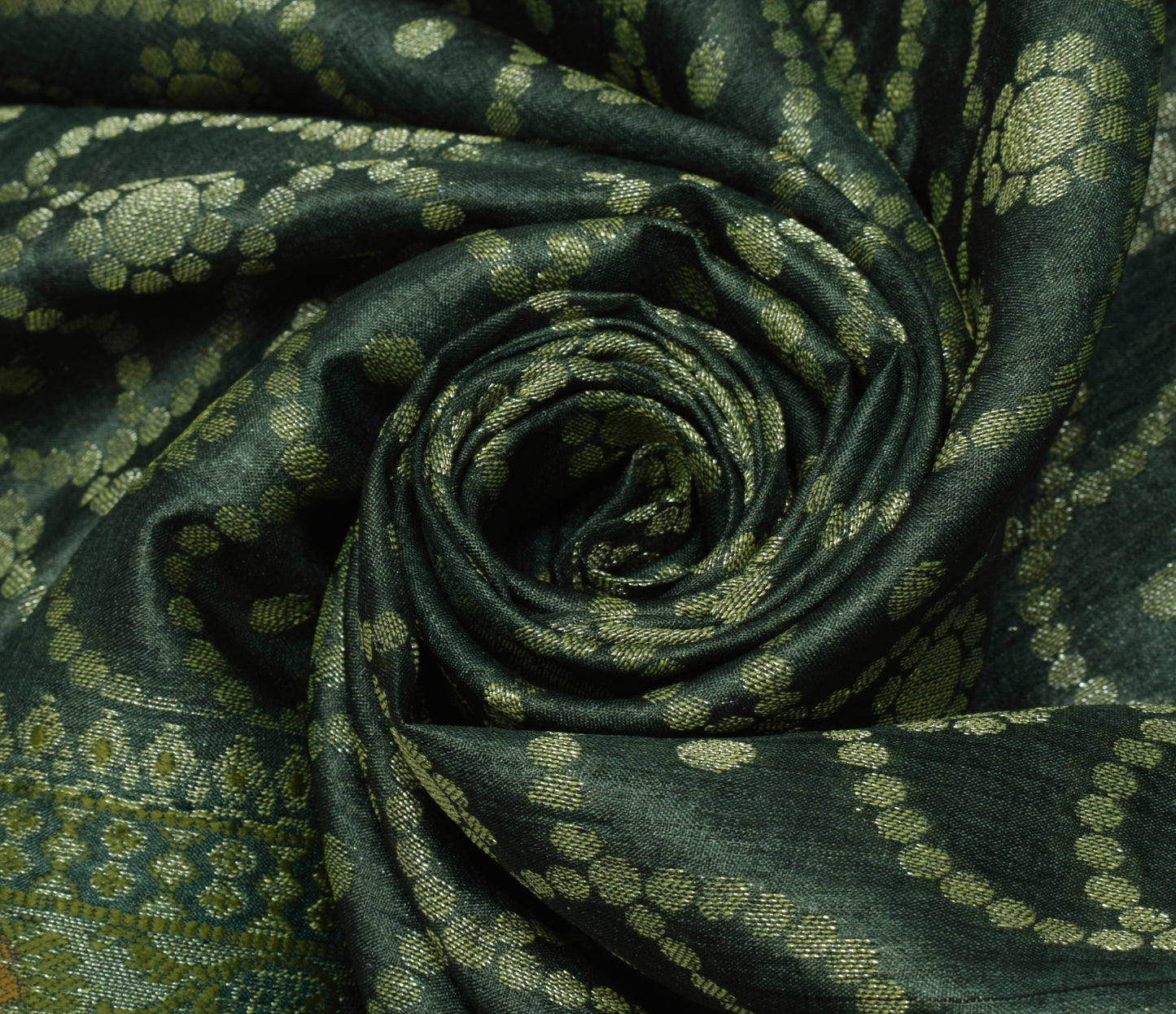 Sushila Vintage Indian Saree 100% Pure Silk All Over Woven Floral Sari Fabric