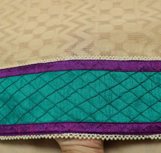 Sushila Vintage Brown Branded Saree Blend Cotton Patch Work Sari Craft Fabric