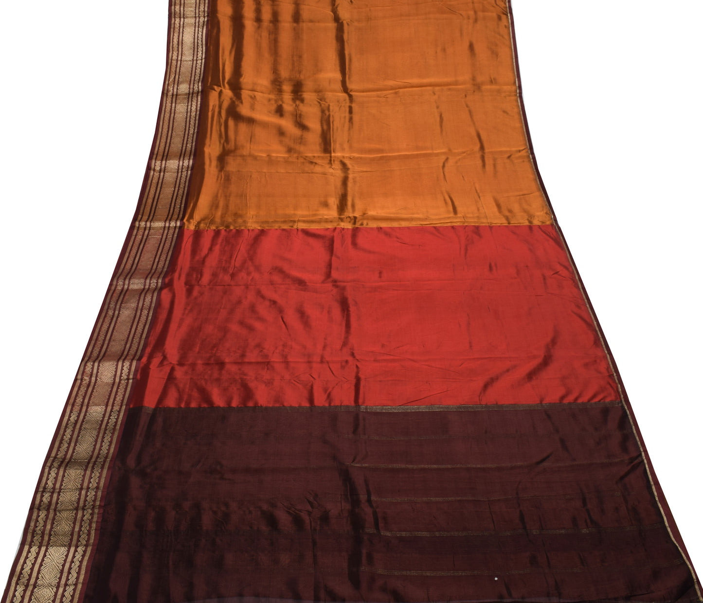 Sushila Vintage Handwoven Art Silk Saree with Zari Border Art Silk Sari Fabric