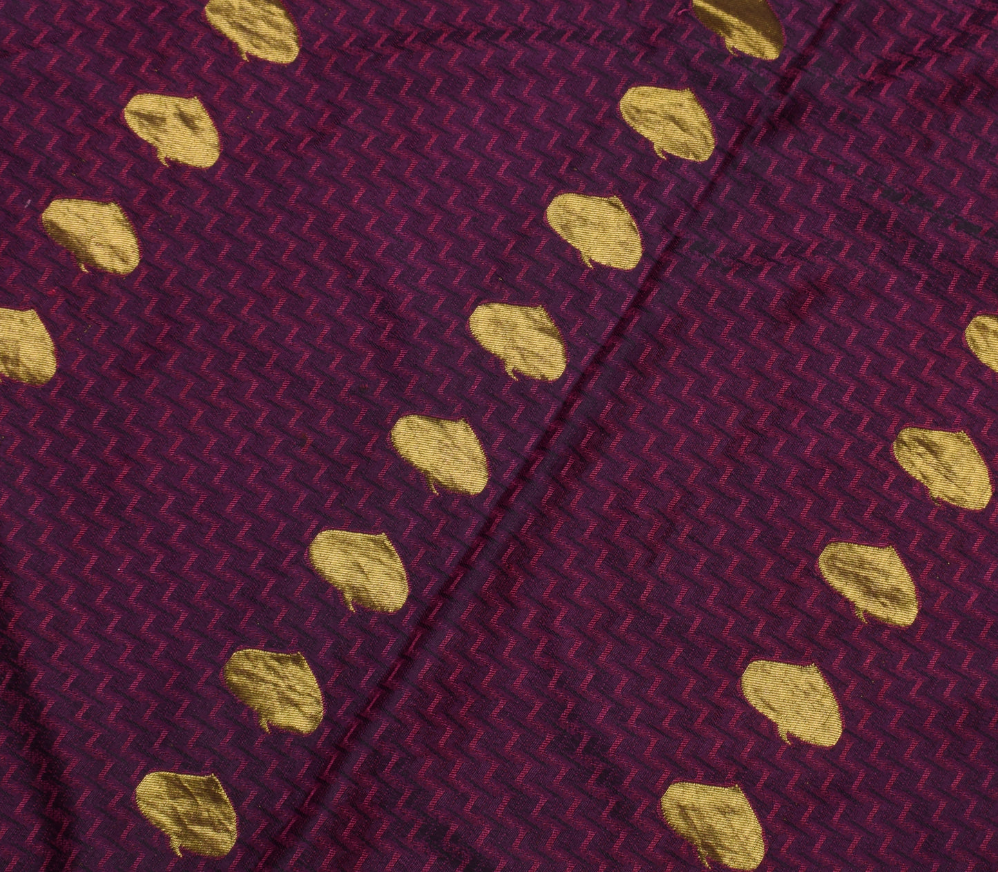 Sushila Vintage Purple India Saree Blend Silk Woven Floral Sari Craft Fabric