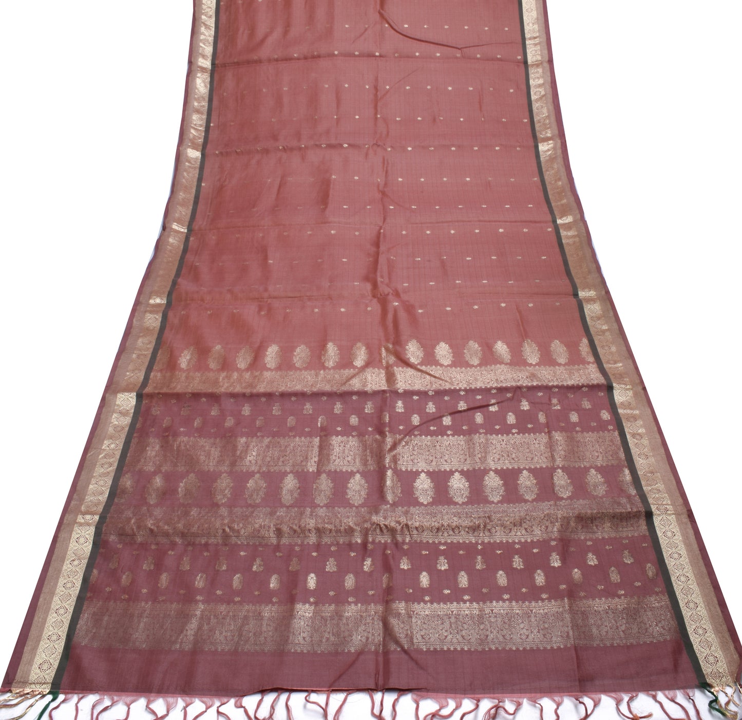 Sushila Vintage Indian Saree 100% Pure Silk Woven 5 Yard Sari Craft Fabric