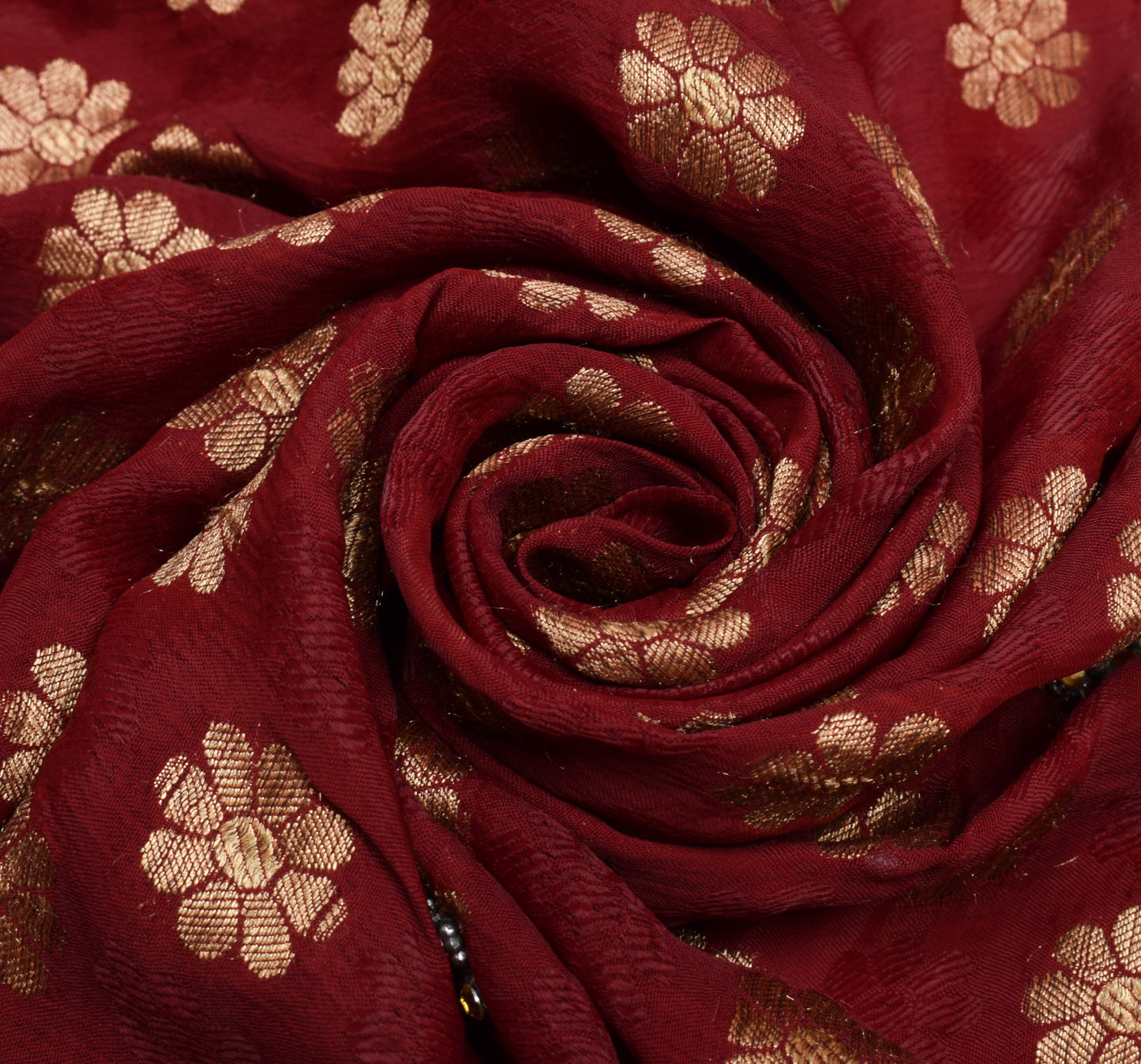 Sushila Vintage Red HEAVY Saree 100% Pure Georgette Silk Hand Beaded Sari Fabric