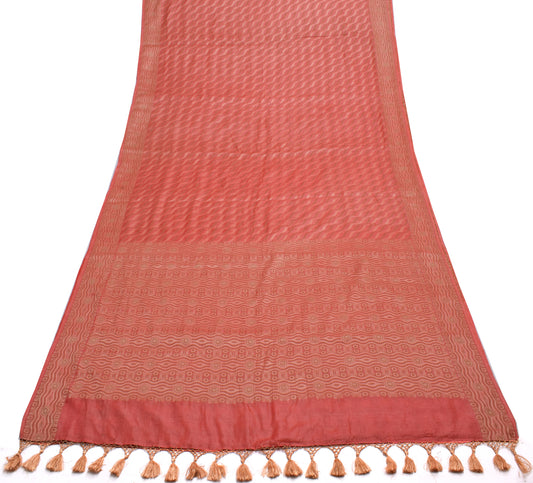 Sushila Vintage Peach Saree 100% Pure Silk All Over Woven Laheriya Sari Fabric