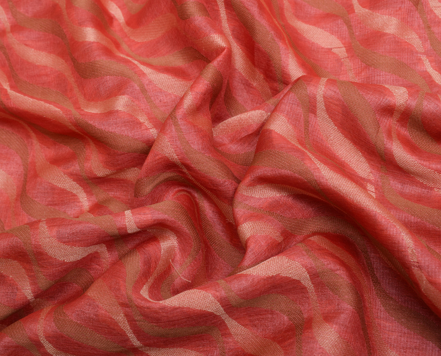 Sushila Vintage Peach Saree 100% Pure Silk All Over Woven Laheriya Sari Fabric