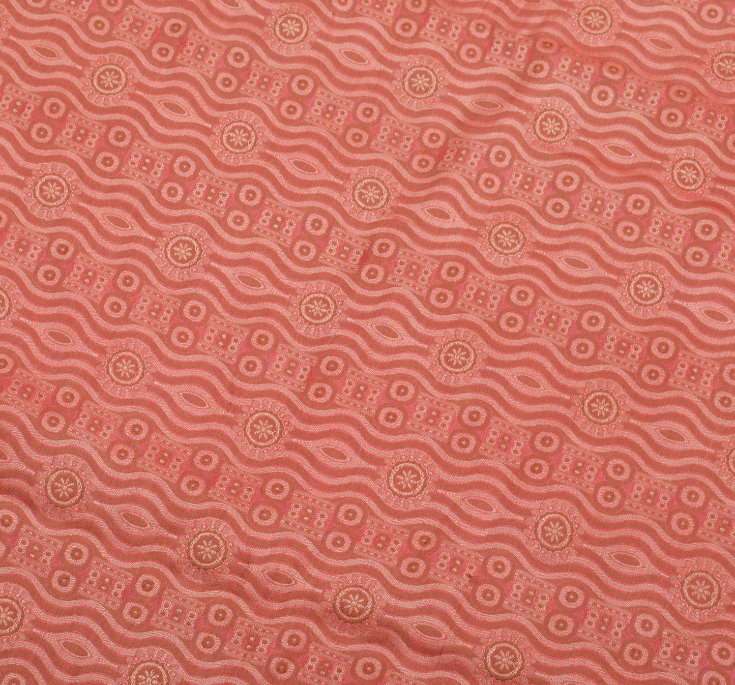 Sushila Vintage Peach Saree 100% Pure Silk All Over Woven Laheriya Sari Fabric