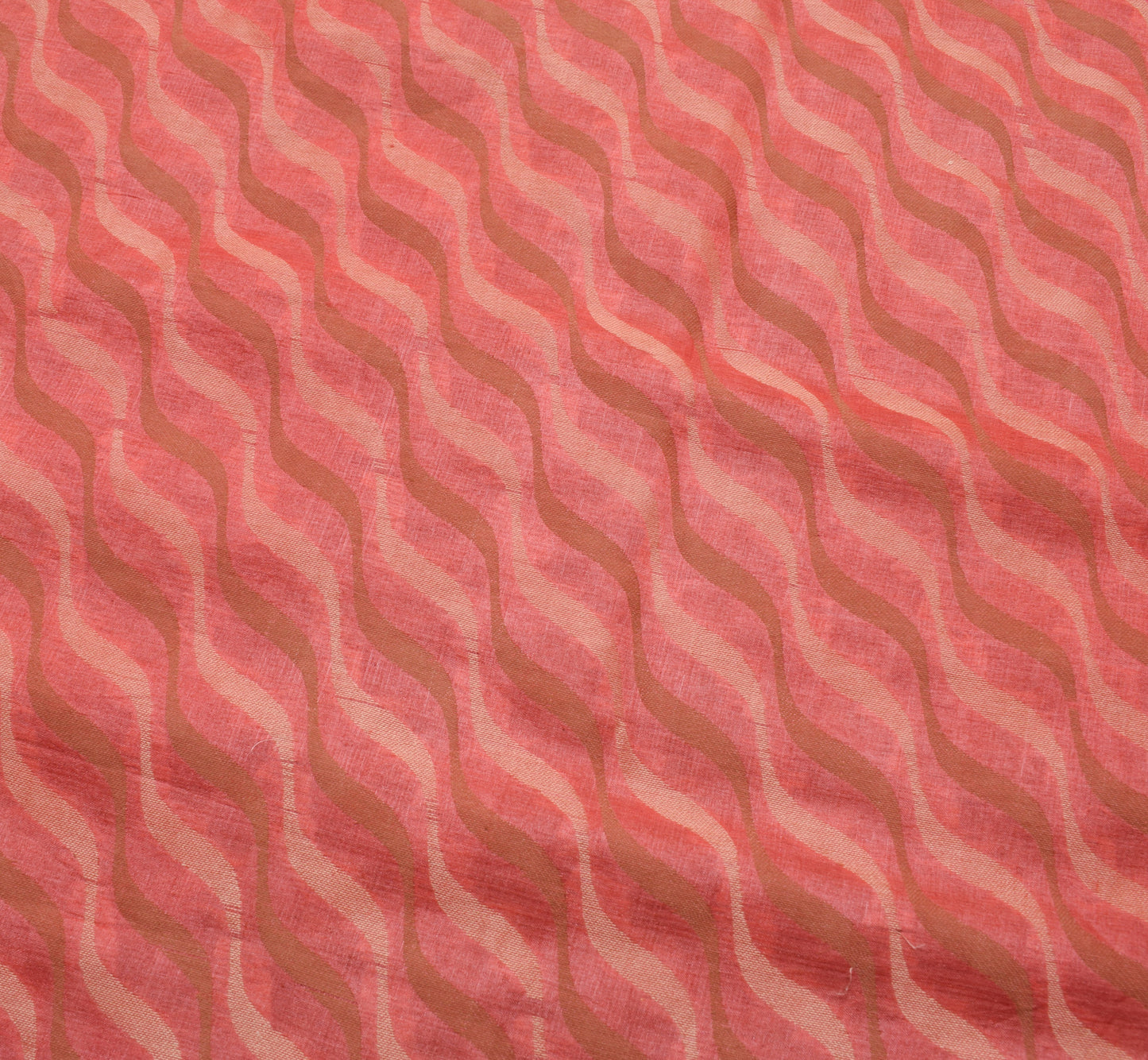 Sushila Vintage Peach Saree 100% Pure Silk All Over Woven Laheriya Sari Fabric