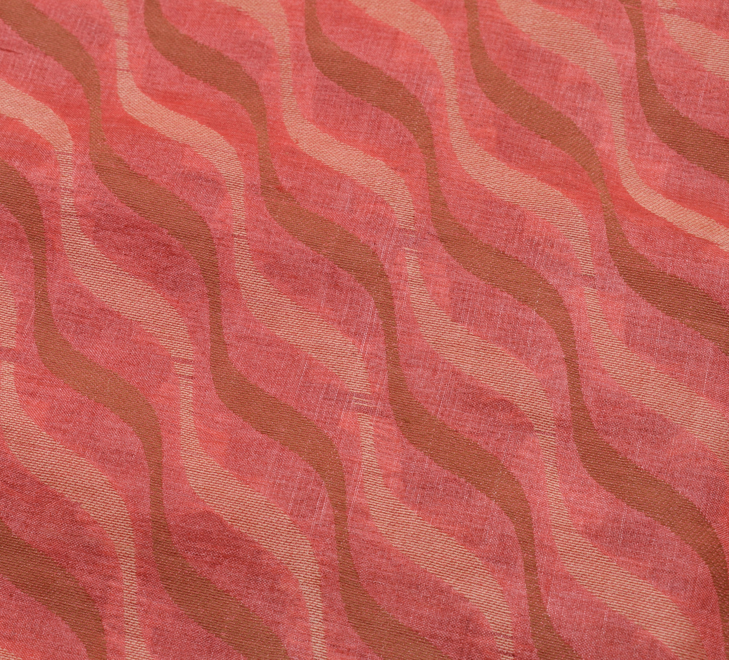 Sushila Vintage Peach Saree 100% Pure Silk All Over Woven Laheriya Sari Fabric