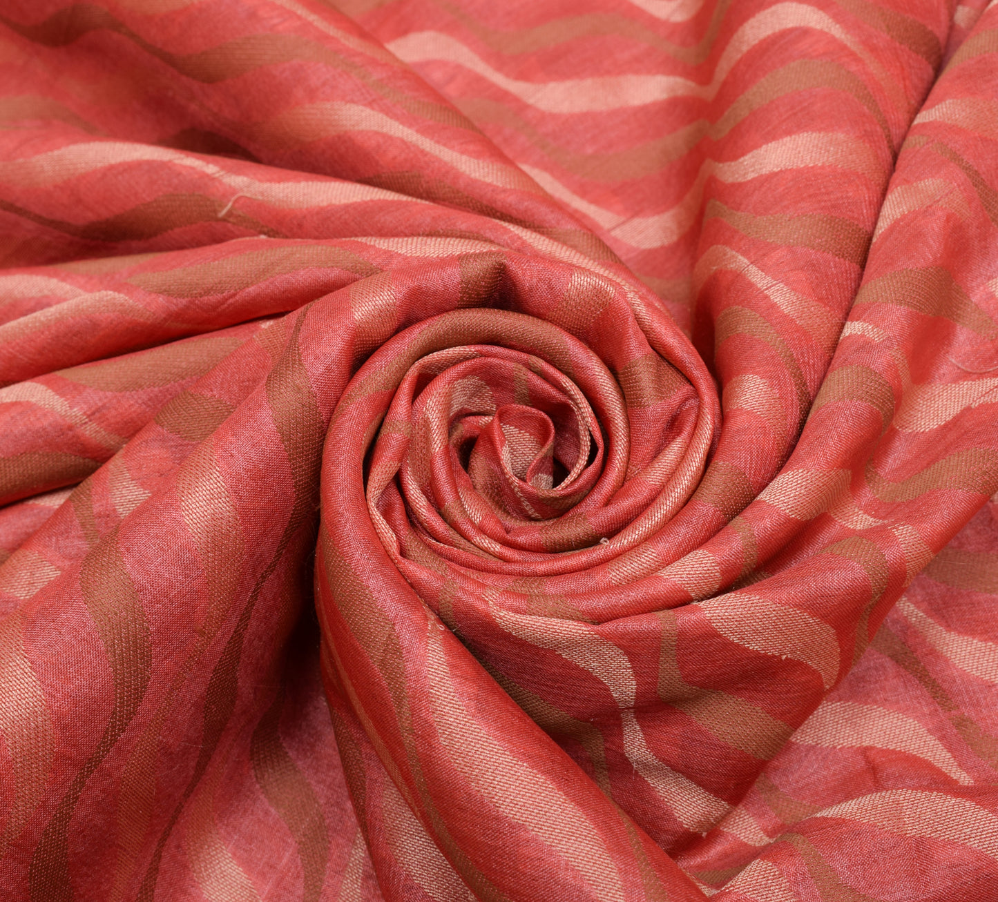 Sushila Vintage Peach Saree 100% Pure Silk All Over Woven Laheriya Sari Fabric