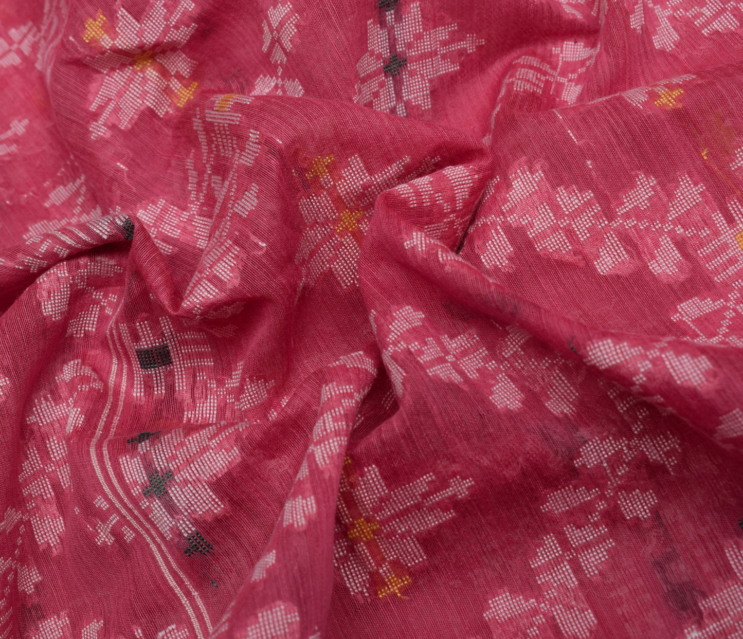 Sushila Vintage Pink Saree 100%Pure Cotton All Over Woven Sari 5 YD Craft Fabric