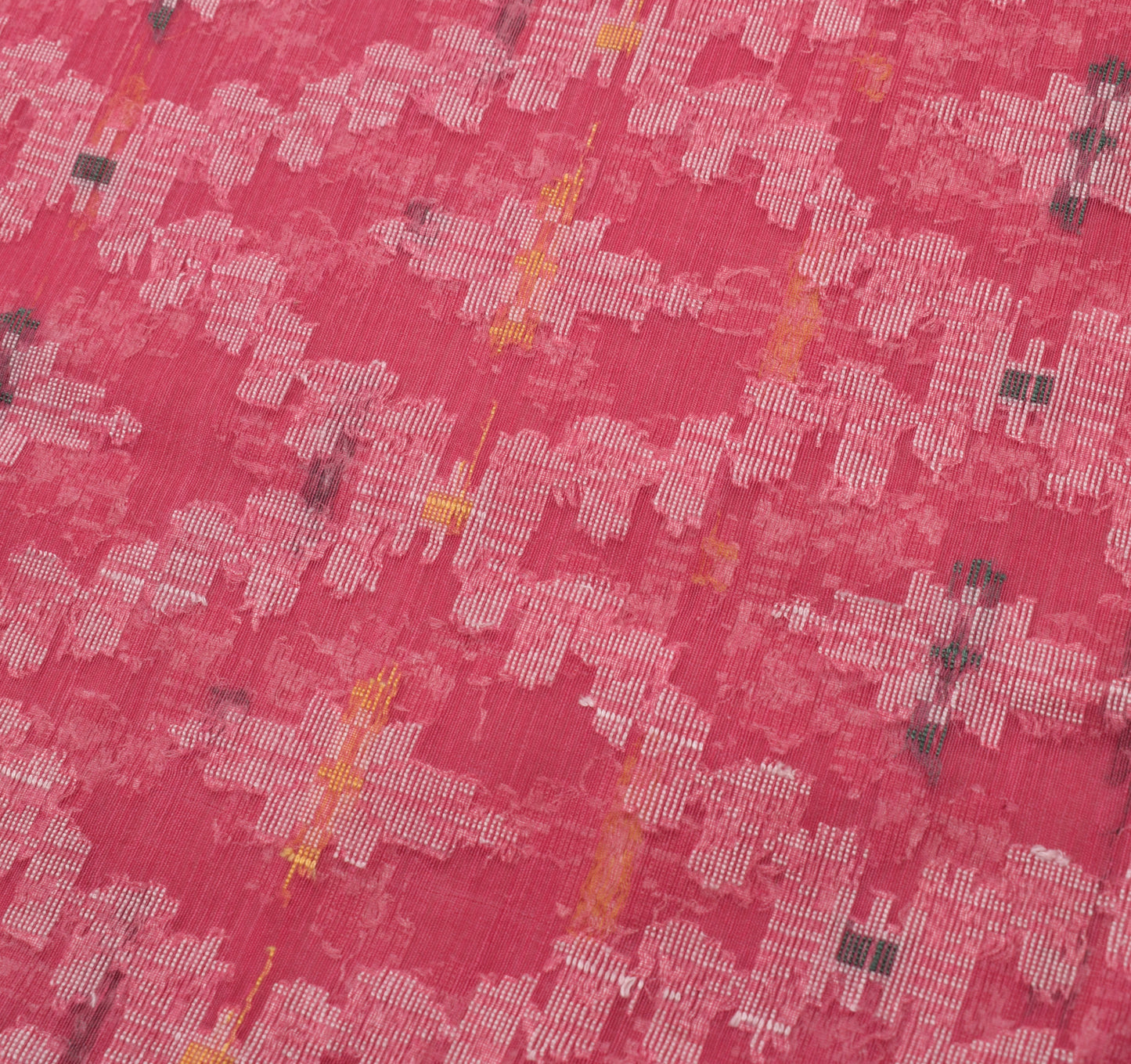 Sushila Vintage Pink Saree 100%Pure Cotton All Over Woven Sari 5 YD Craft Fabric