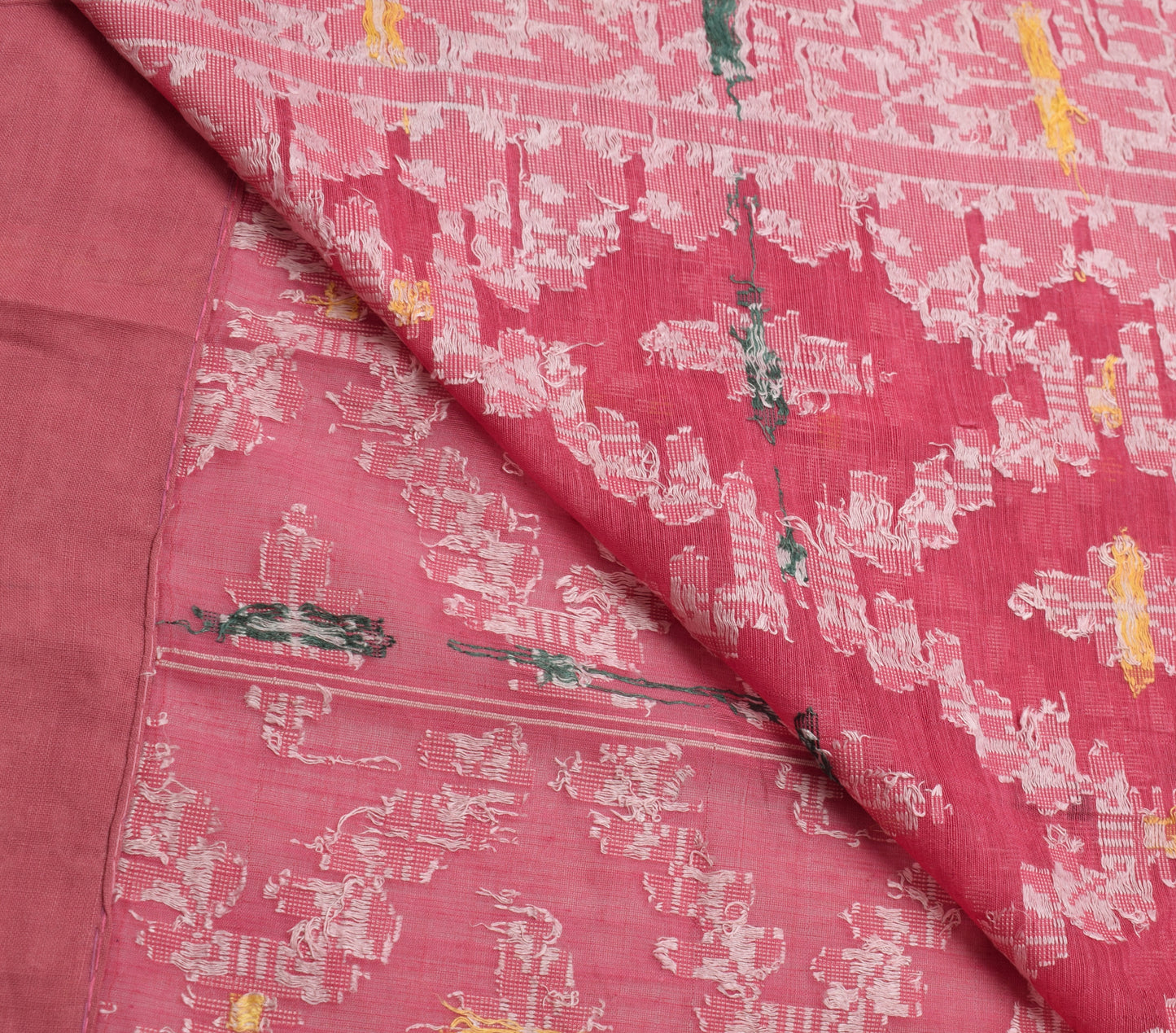 Sushila Vintage Pink Saree 100%Pure Cotton All Over Woven Sari 5 YD Craft Fabric