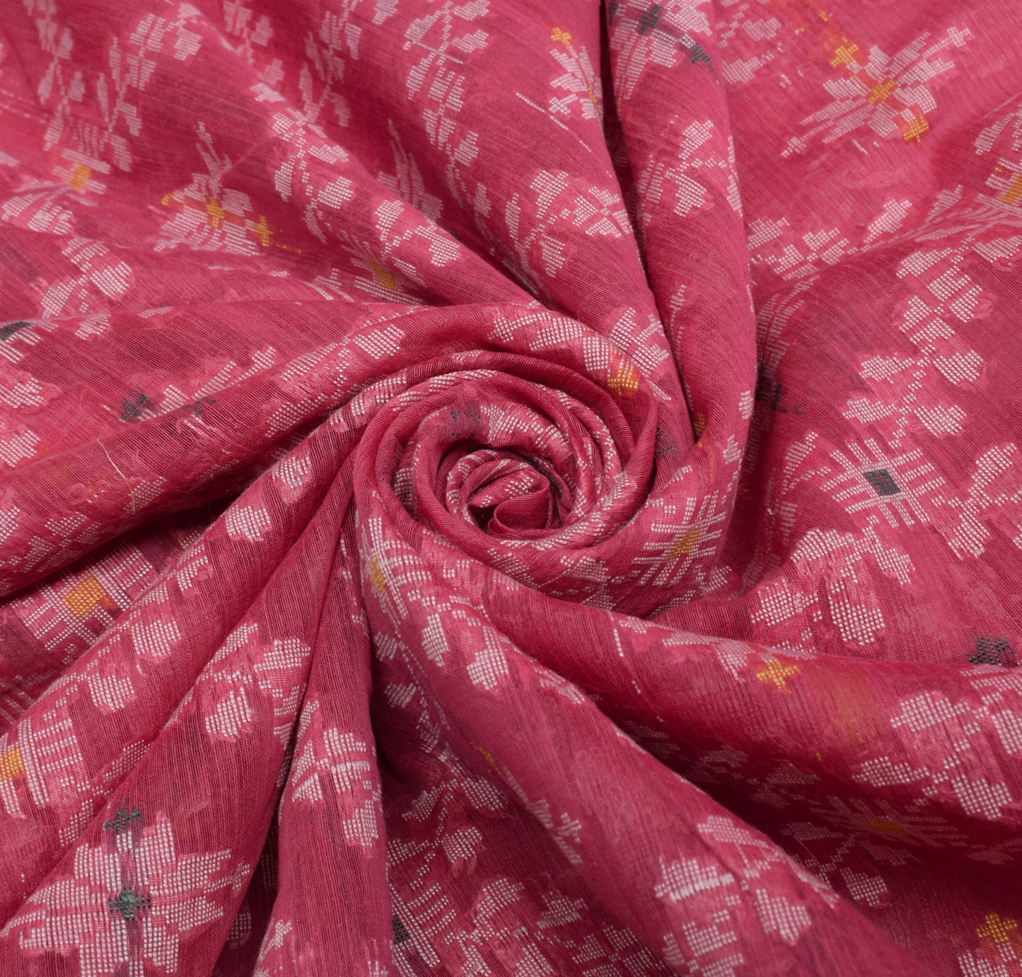 Sushila Vintage Pink Saree 100%Pure Cotton All Over Woven Sari 5 YD Craft Fabric