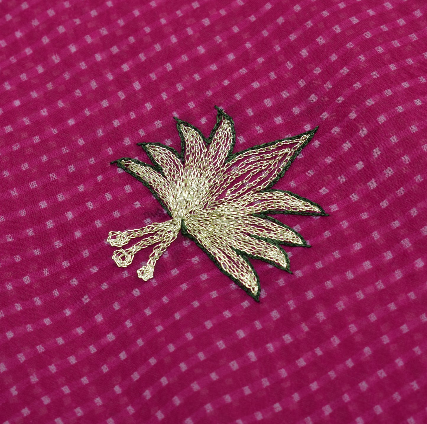 Sushila Vintage Fuchsia Pink Saree Blend Georgette Zari Embroidered Sari Fabric