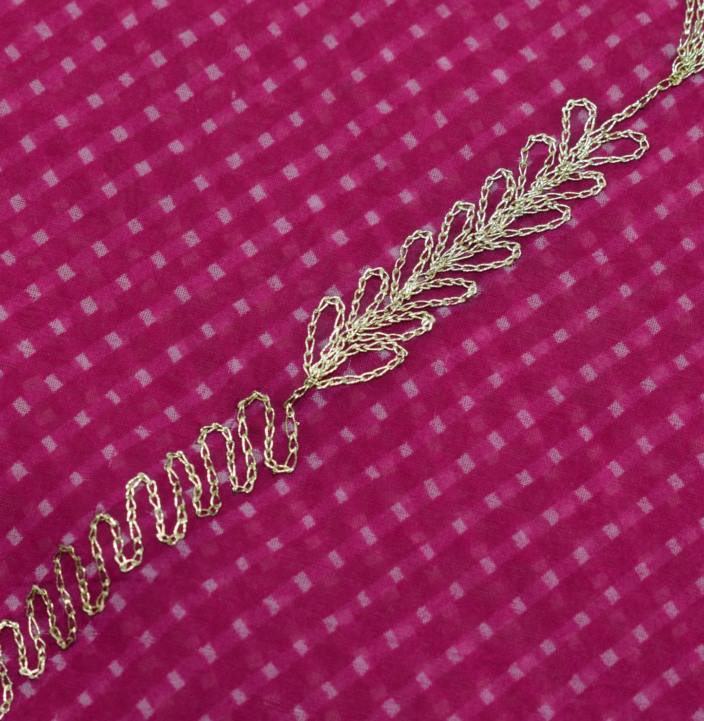 Sushila Vintage Fuchsia Pink Saree Blend Georgette Zari Embroidered Sari Fabric