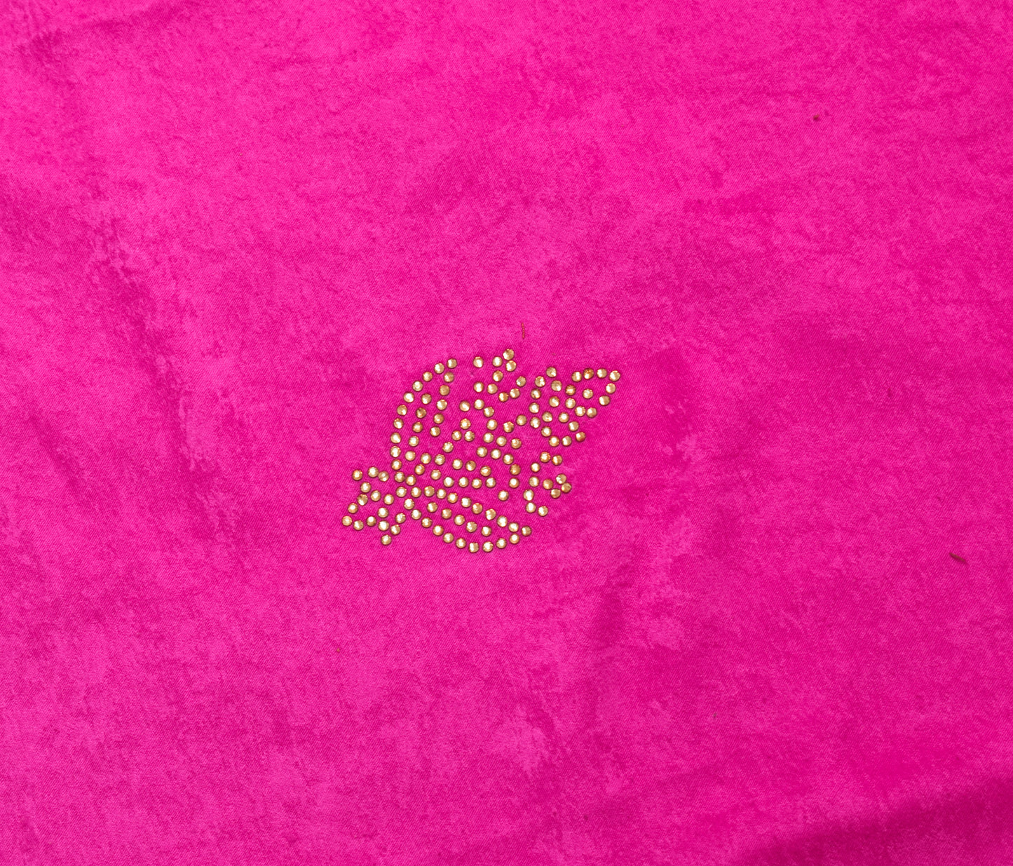 Sushila Vintage Fuchsia Pink Saree Velvet & Net Embroidered Floral Sari Fabric