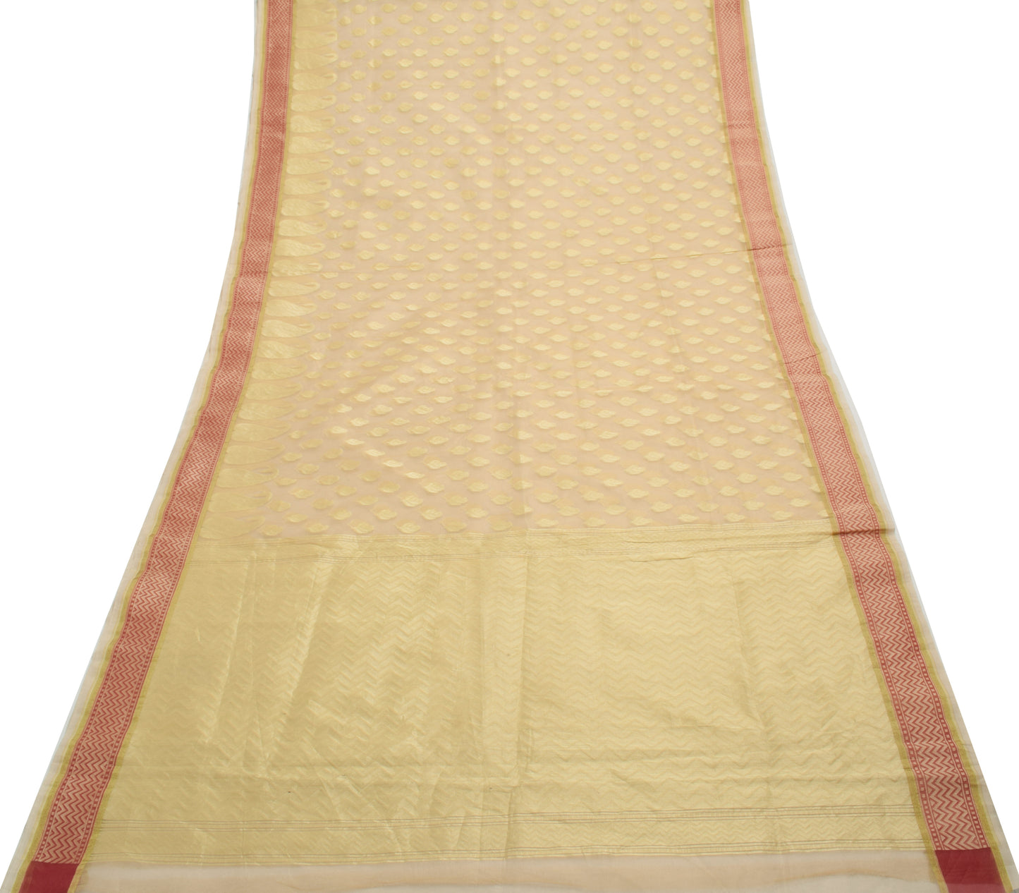 Sushila Vintage Brown Indian Saree Blend Silk Woven Paisley Sari Craft Fabric