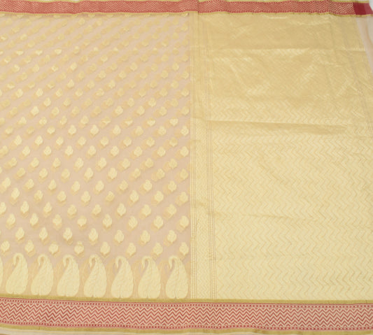 Sushila Vintage Brown Indian Saree Blend Silk Woven Paisley Sari Craft Fabric