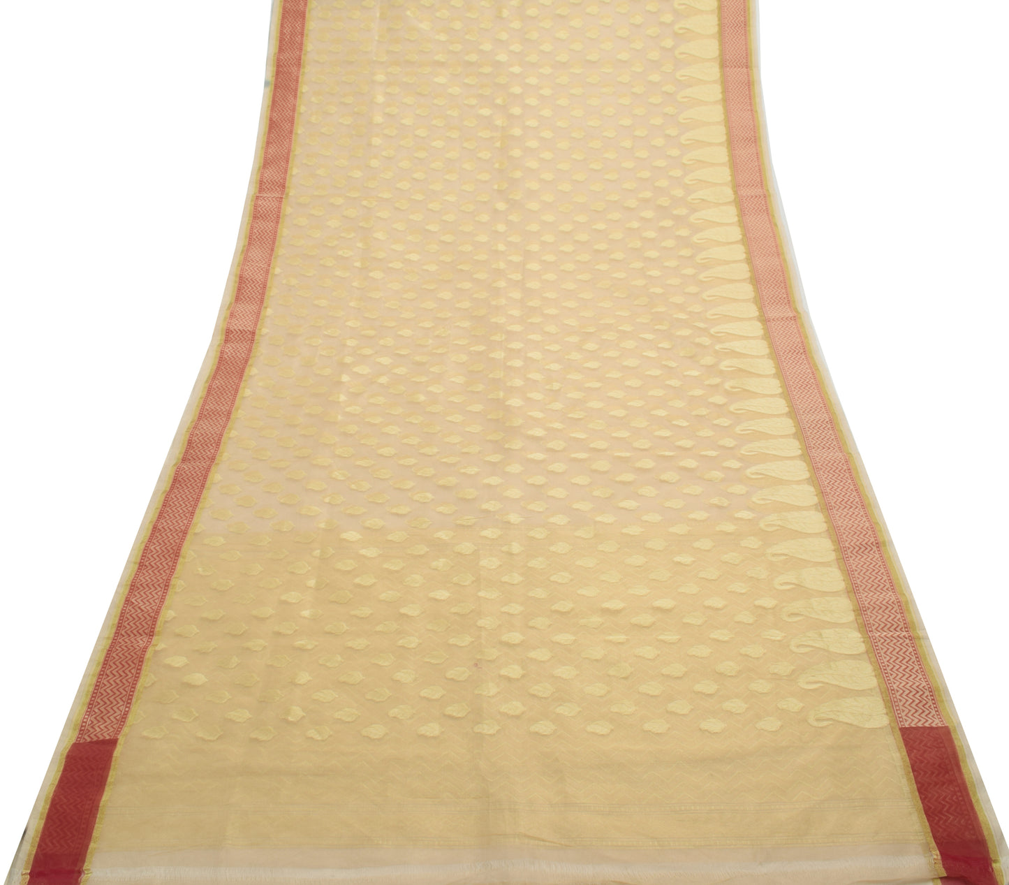 Sushila Vintage Brown Indian Saree Blend Silk Woven Paisley Sari Craft Fabric