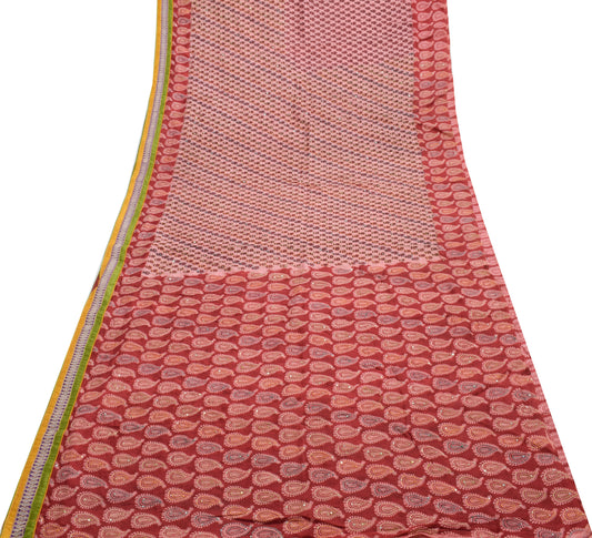 Sushila Vintage Pink Saree 100% Pure Silk Hand Embroidered Kantha Sari Fabric