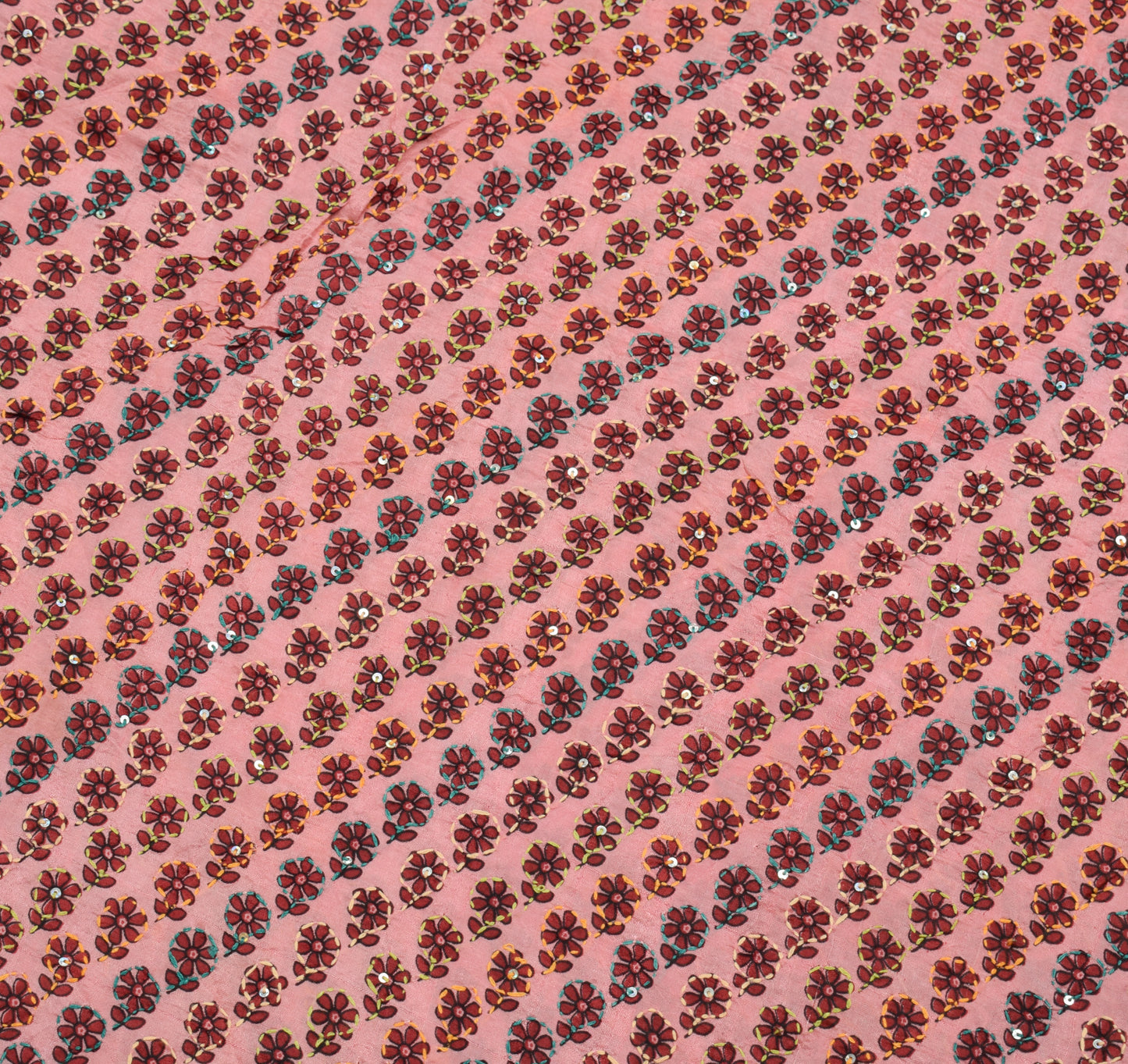 Sushila Vintage Pink Saree 100% Pure Silk Hand Embroidered Kantha Sari Fabric