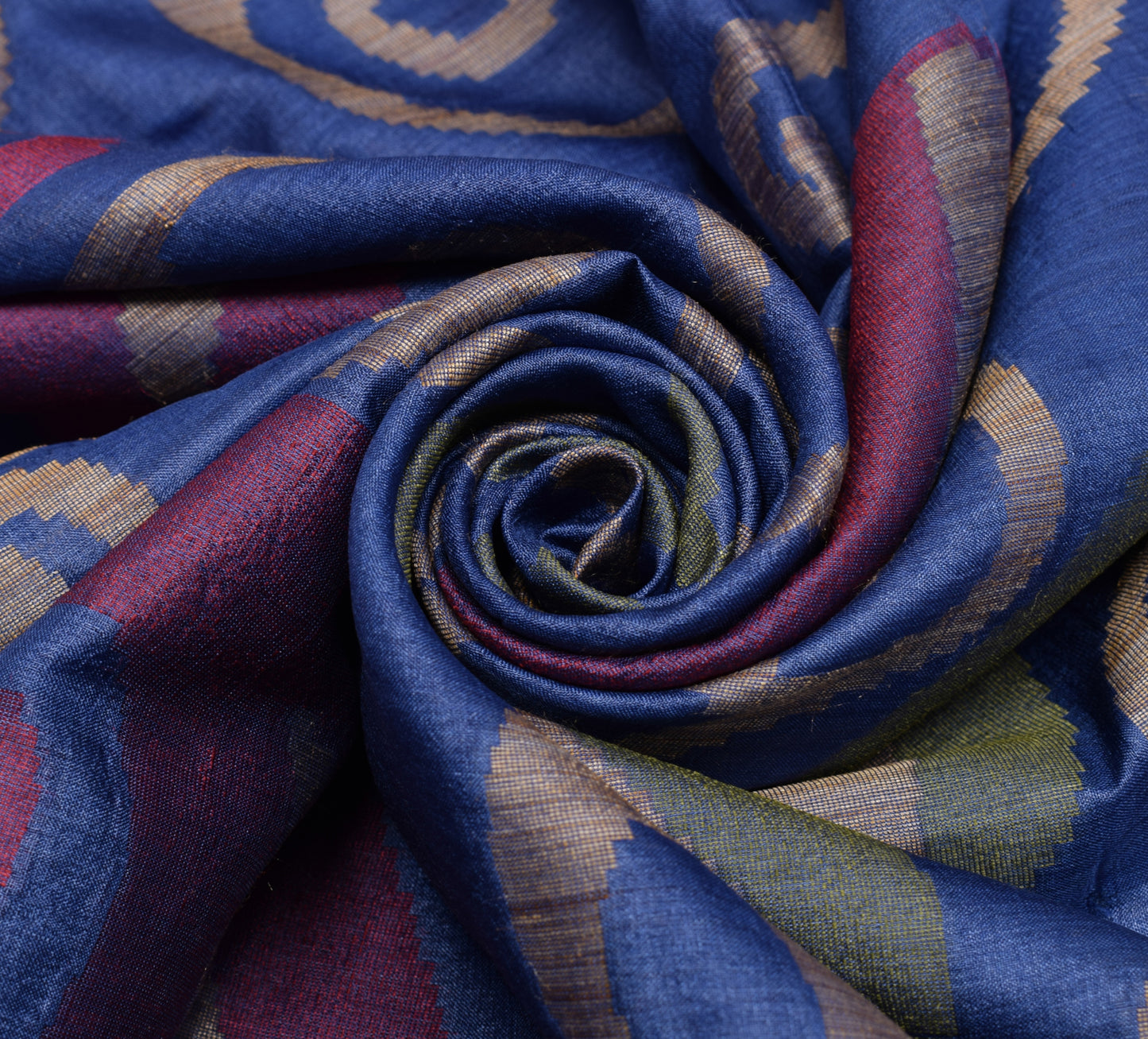 Sushila Vintage Blue Saree 100% Pure Silk All Over Woven Paisley Sari Fabric