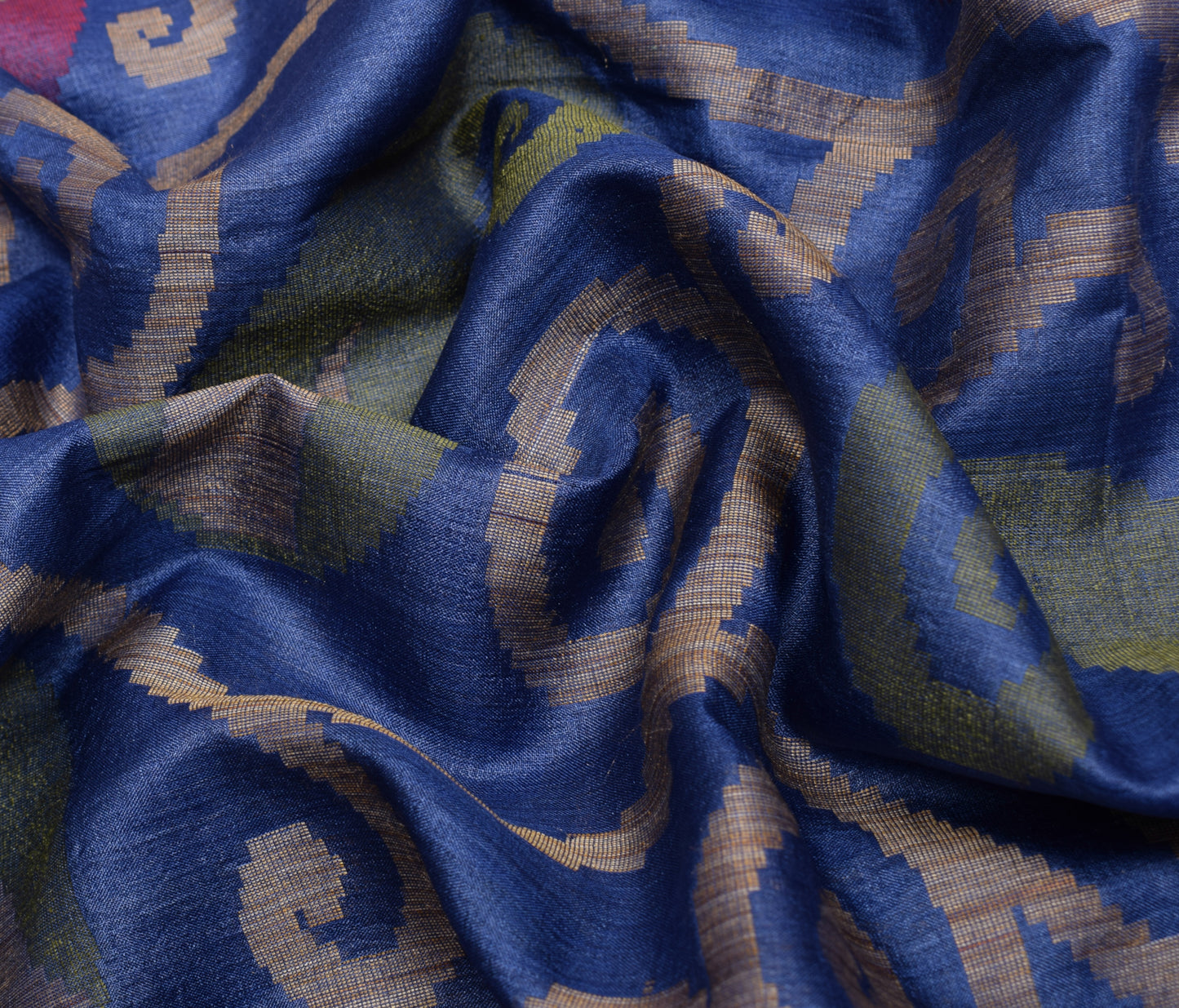 Sushila Vintage Blue Saree 100% Pure Silk All Over Woven Paisley Sari Fabric
