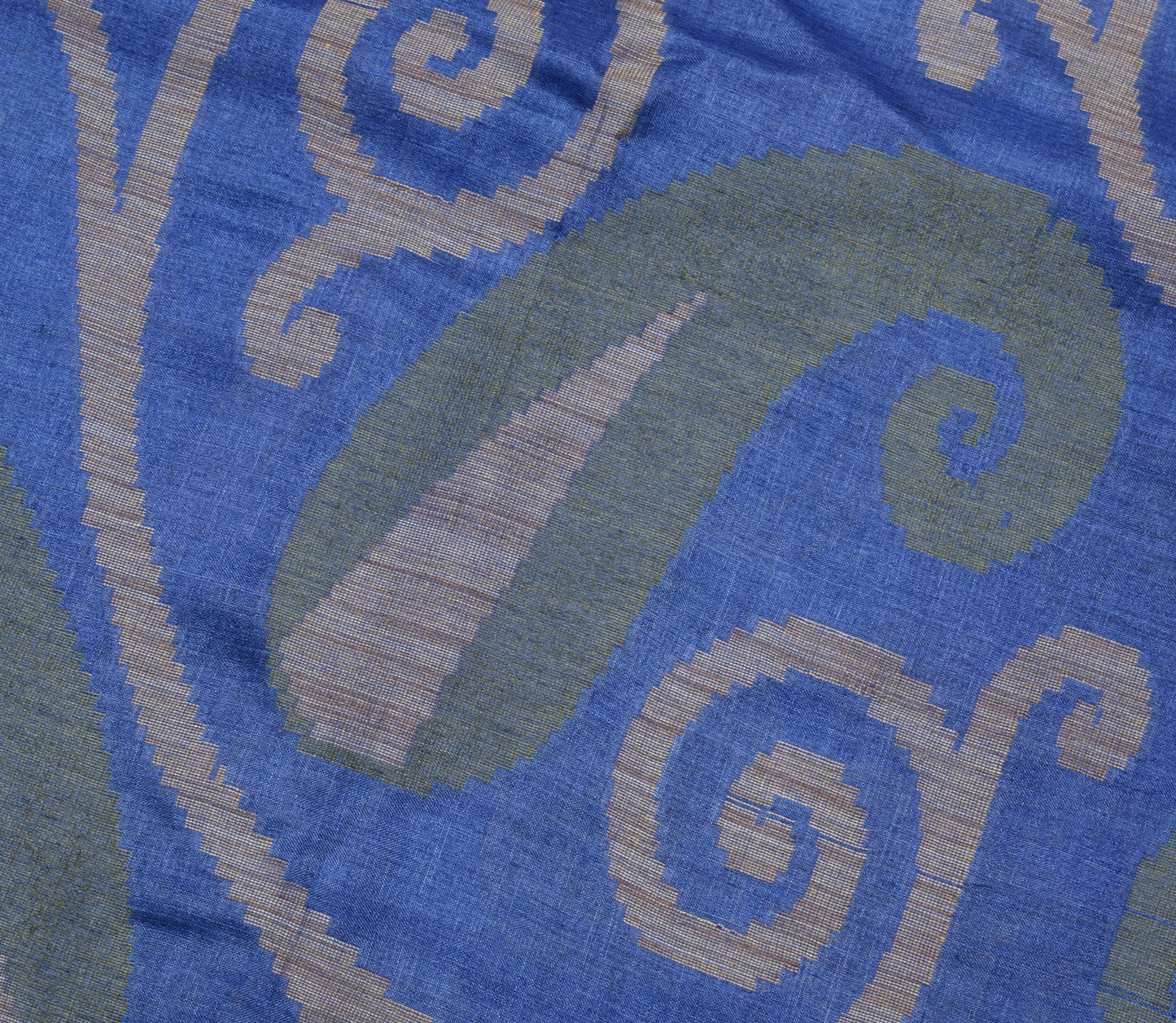 Sushila Vintage Blue Saree 100% Pure Silk All Over Woven Paisley Sari Fabric
