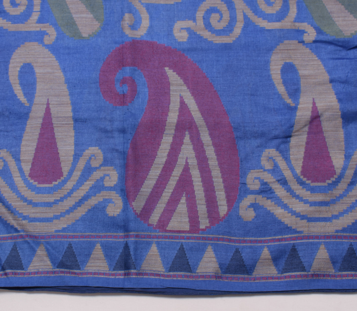 Sushila Vintage Blue Saree 100% Pure Silk All Over Woven Paisley Sari Fabric