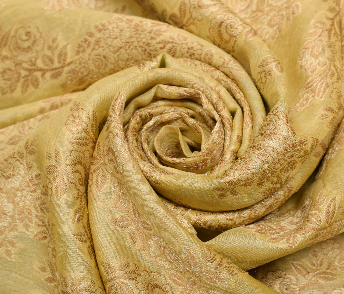Sushila Vintage Yellow Saree 100% Pure Silk All Over Woven Floral Sari Fabric