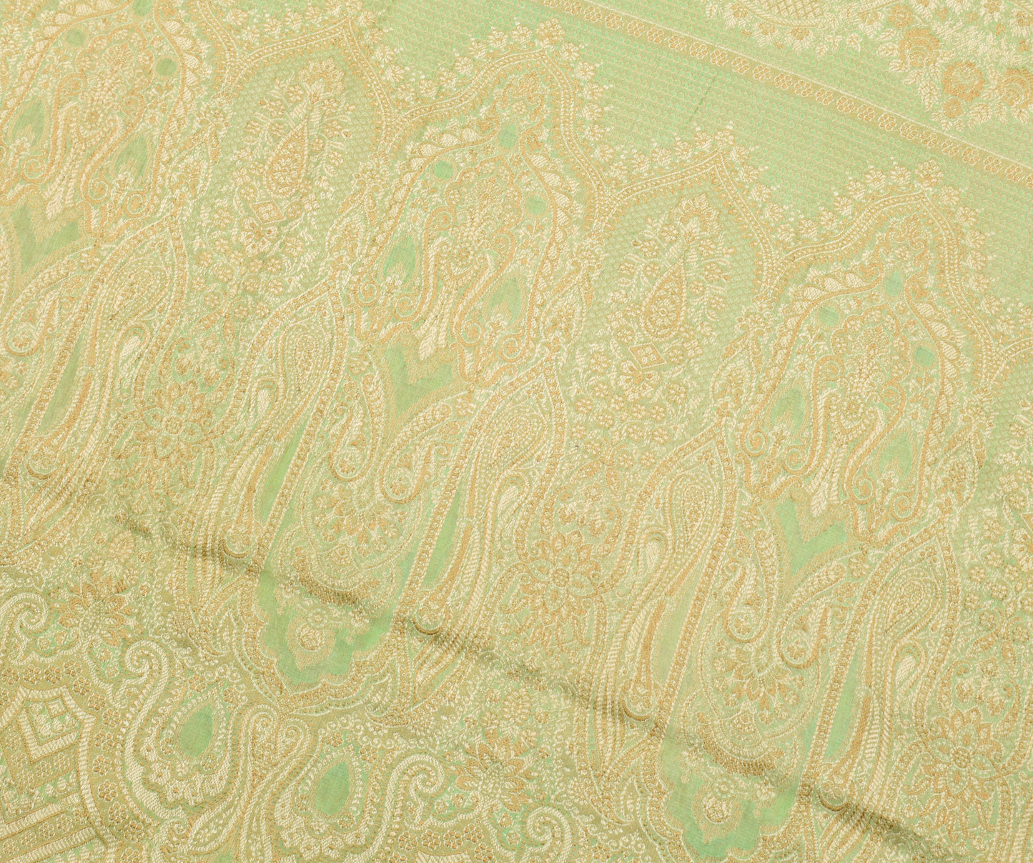 Sushila Vintage Yellow Saree 100% Pure Silk All Over Woven Floral Sari Fabric