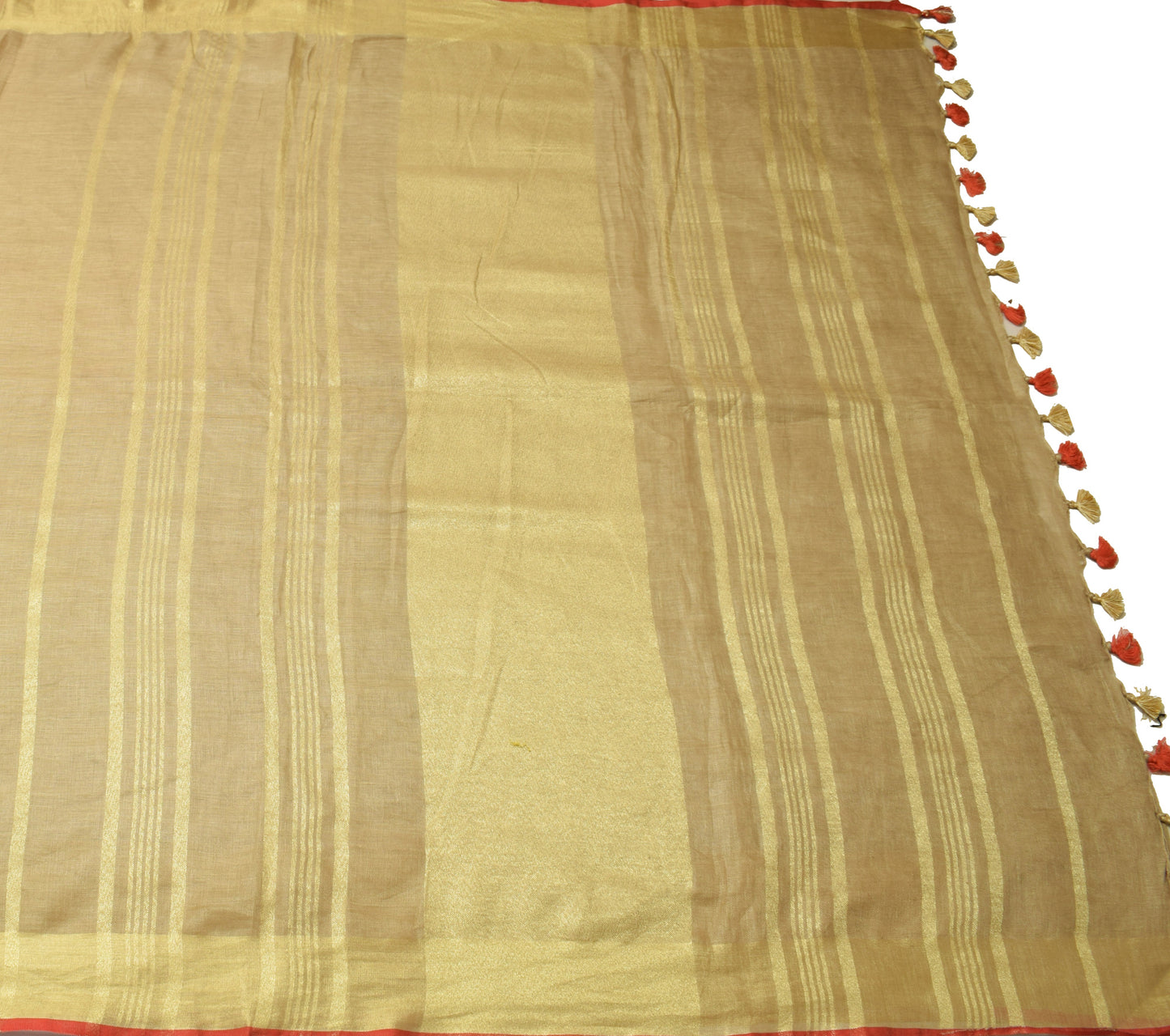 Sushila Vintage Brown Indian Saree 100% Pure Cotton Woven Sari 5 YD Craft Fabric