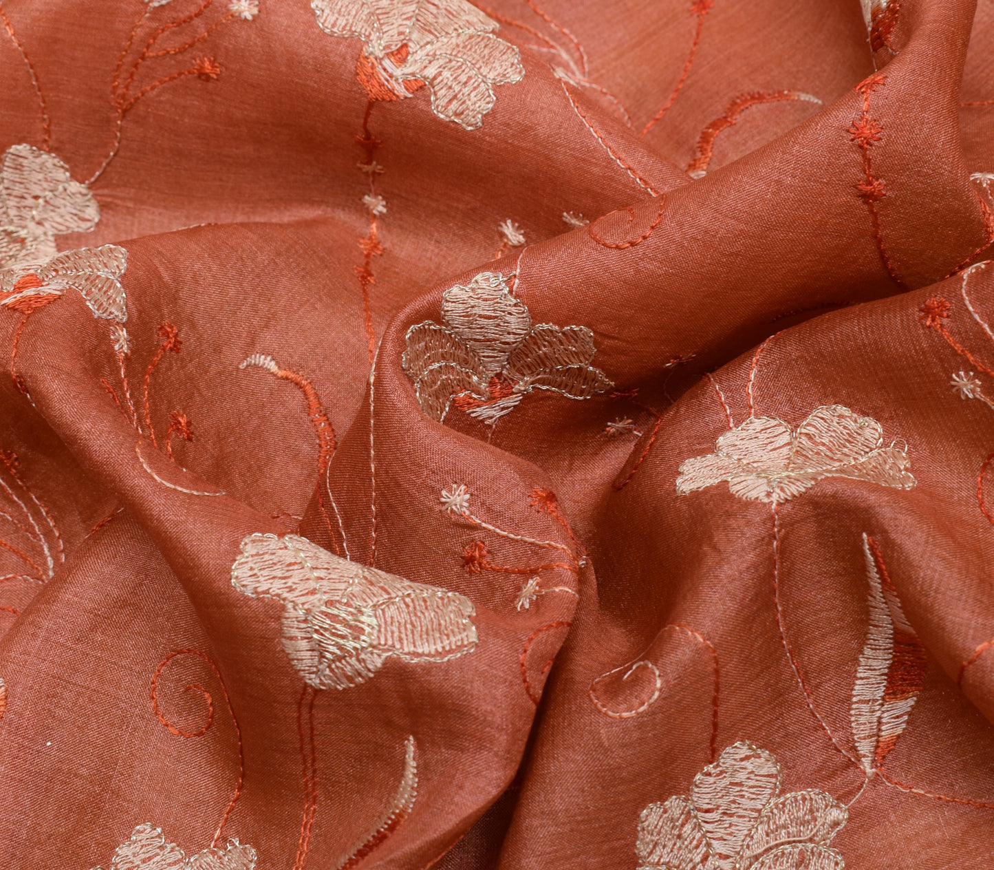 Sushila Vintage Indian Saree 100% Pure Silk Hand Beaded Floral Sari Craft Fabric